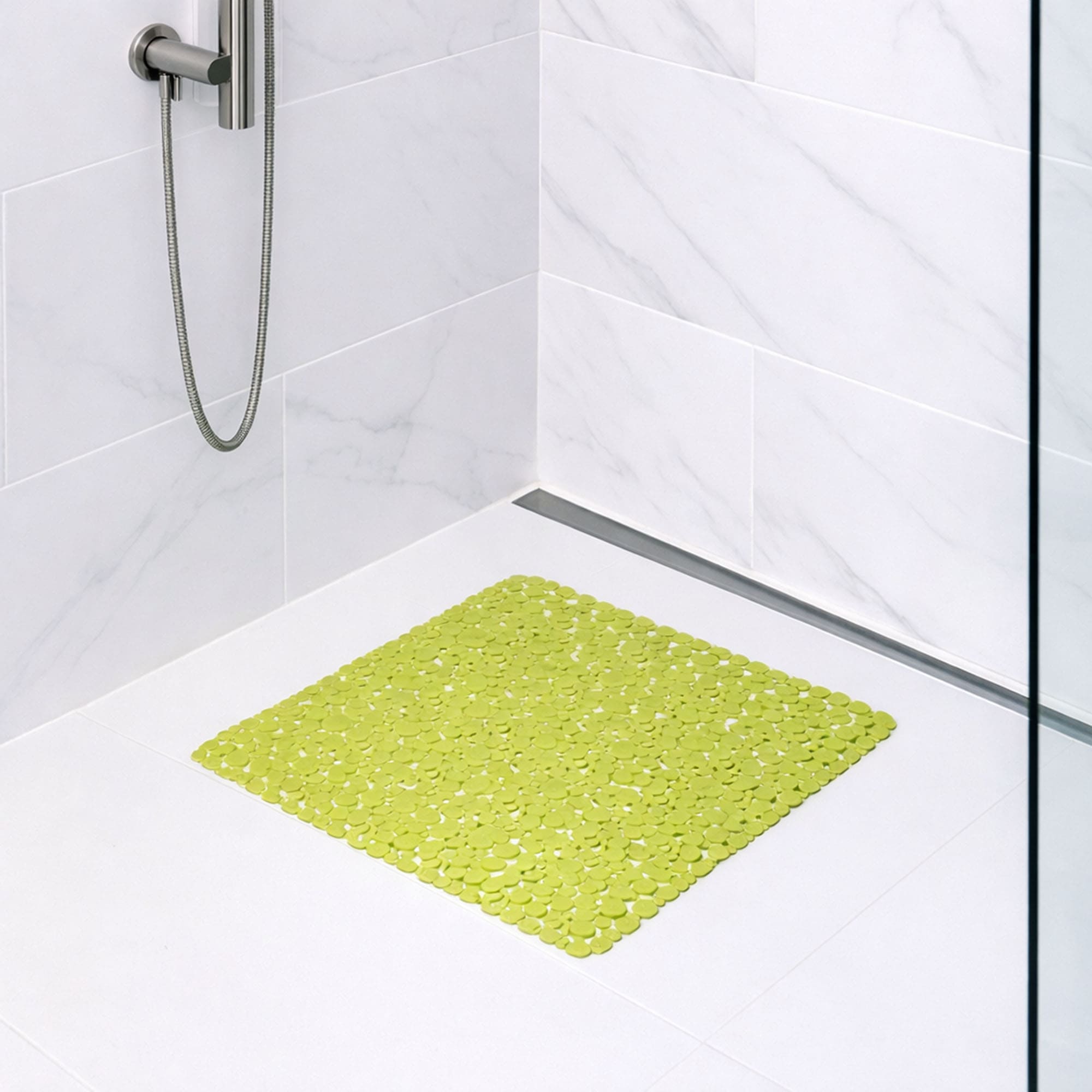 evideco-shower-accessories-tapis-douche-vert-lime-carr-20x20 image 1