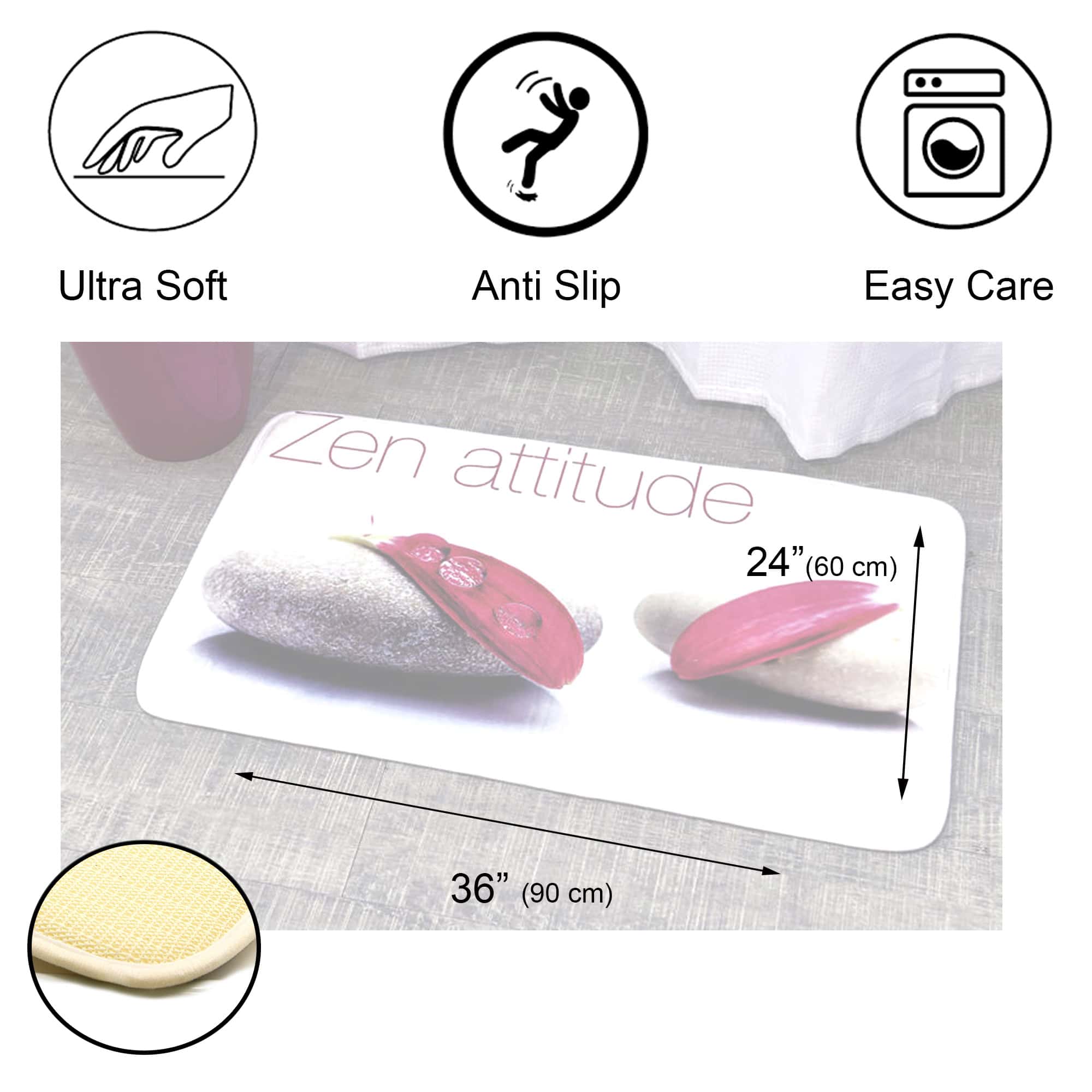 evideco-zen-attitude-tapis-de-bain-m-moire-de-forme-rose-61x91-cm image 3