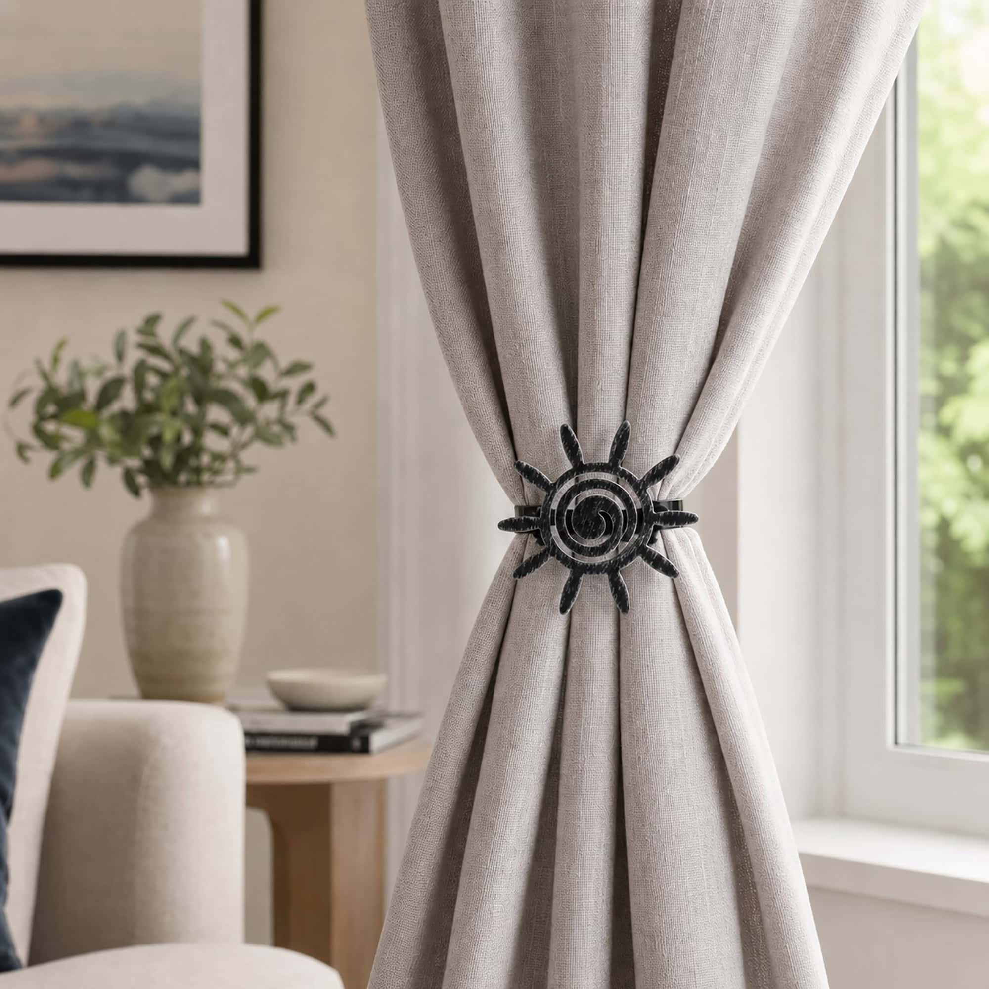 evideco-home-accessories-embrasse-rideau-soleil-noir-lot-de-2 image 1