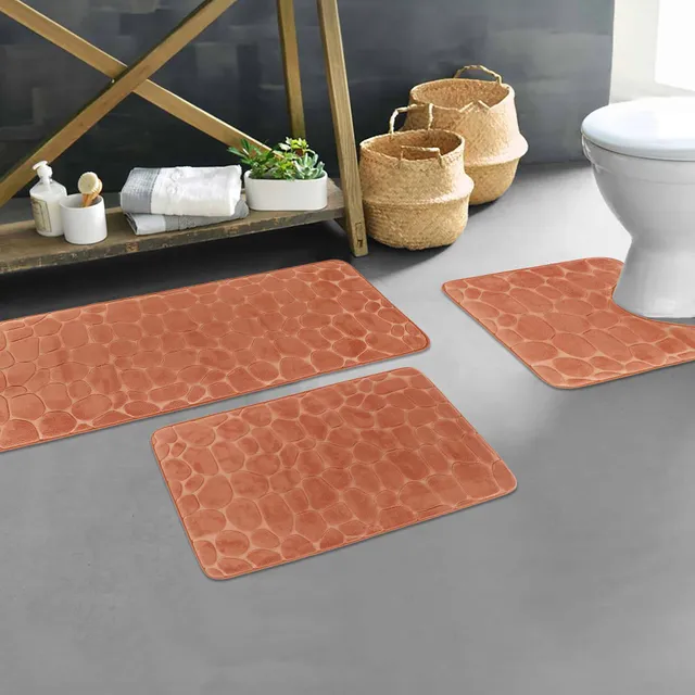 evideco-bathroom-mats-tapis-bain-memoire-cuivre-3-pieces image 1