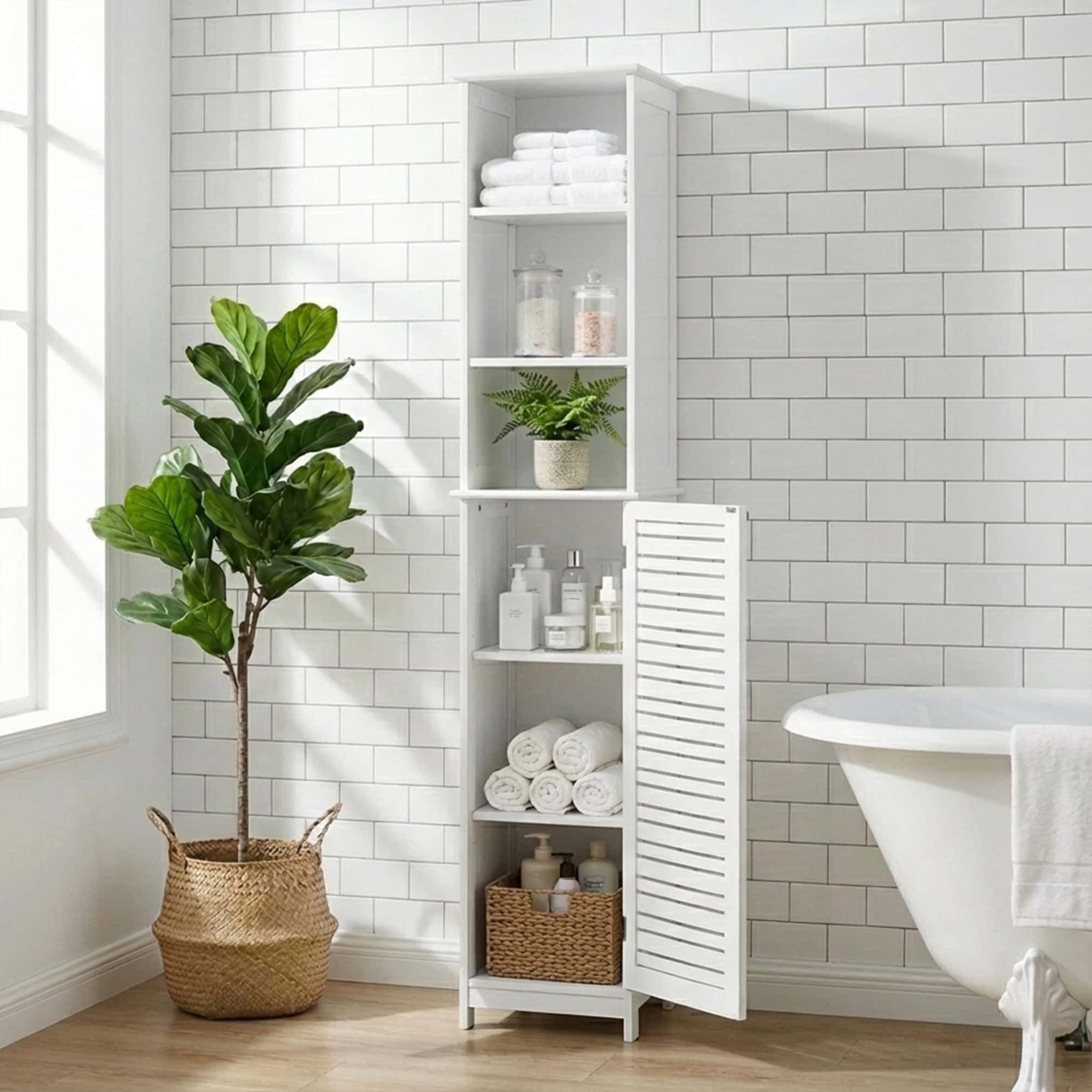 evideco-miami-armoire-salle-de-bain-blanche-haute-slim image 2