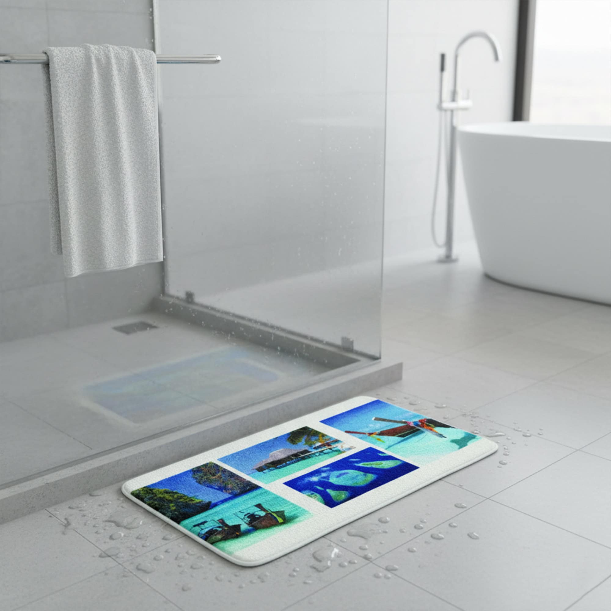 evideco-paradise-tapis-de-bain-mousse-m-moire-bleu-76x46-cm image 1