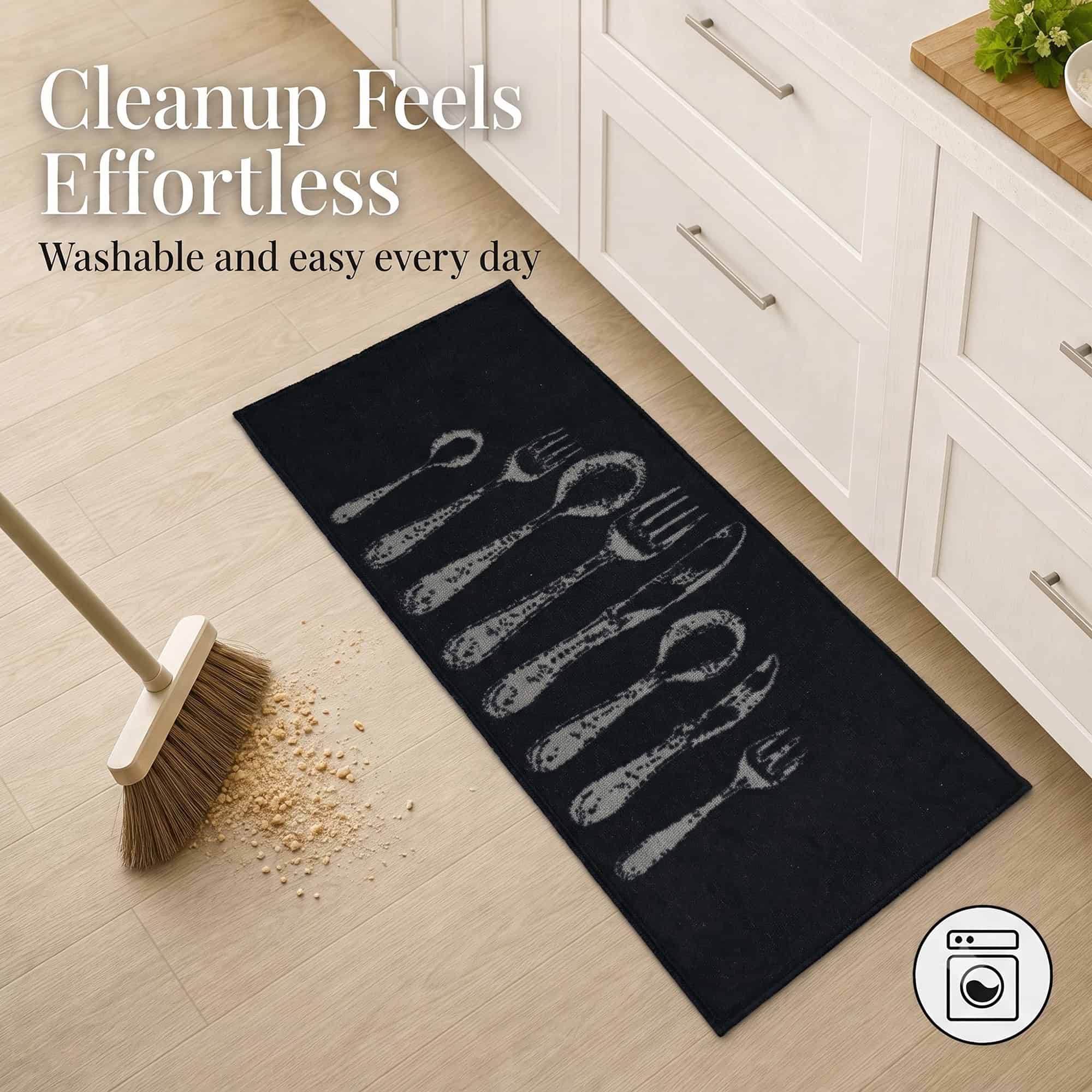 evideco-tapis-cuisine-noir-couverts-122x51-lavable-antid-rapant image 7