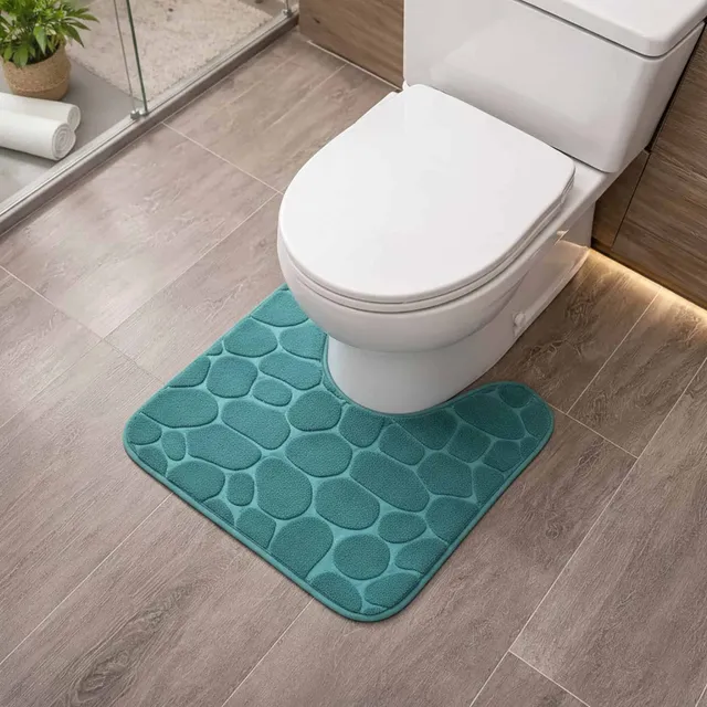 evideco-tapis-contour-wc-bleu-paon-mousse-galets-18x20 image 1