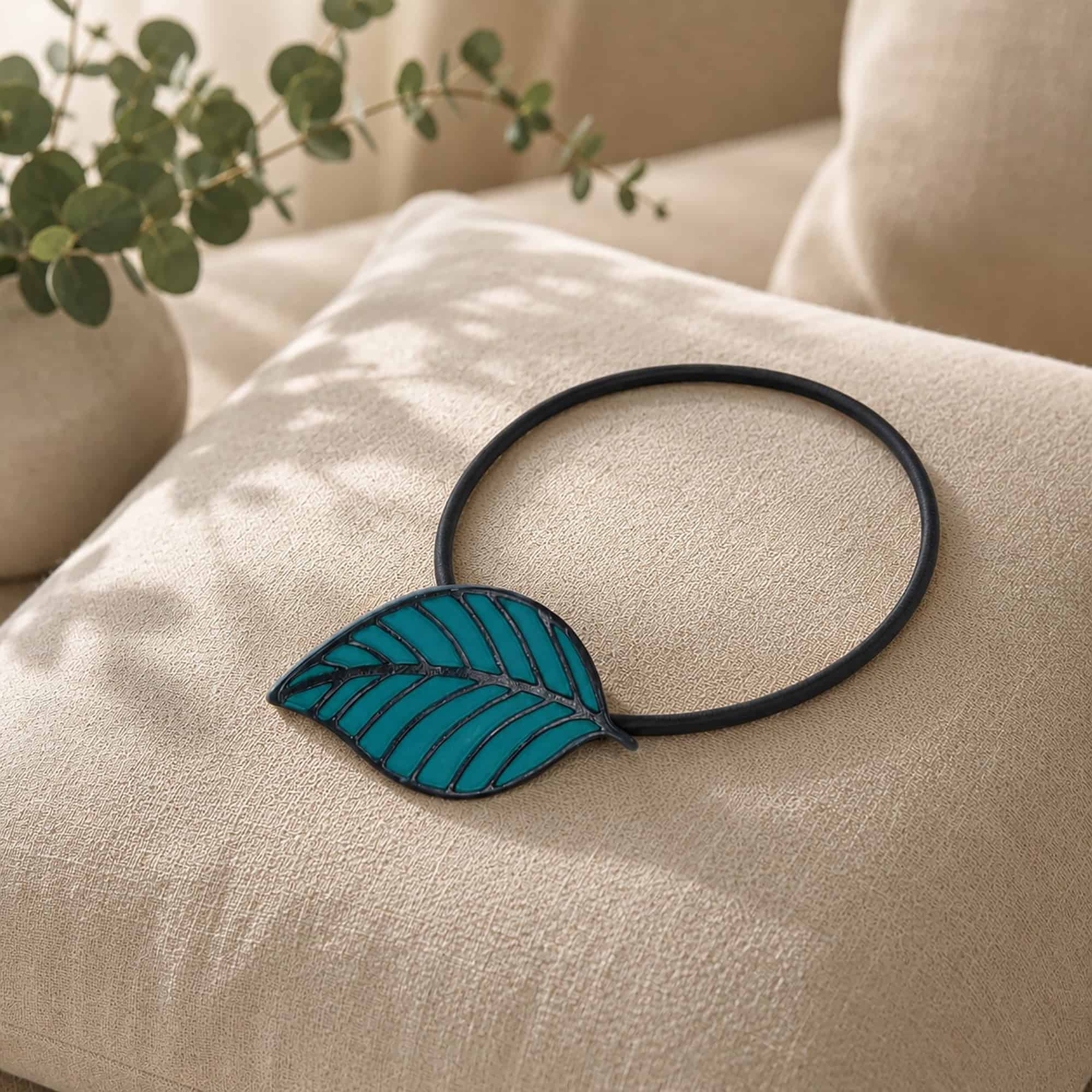 evideco-home-accessories-embrasse-rideau-magn-tique-sarcelle-feuille image 7