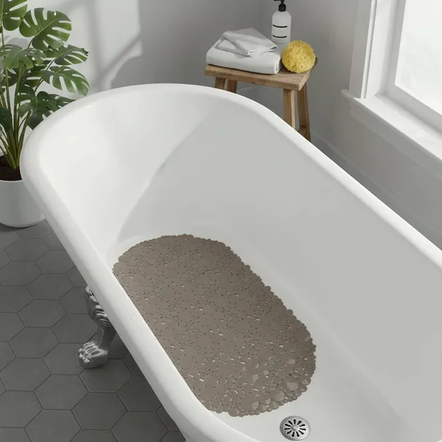 evideco-bubbles-tapis-de-baignoire-ovale-taupe-antid-rapant image 1