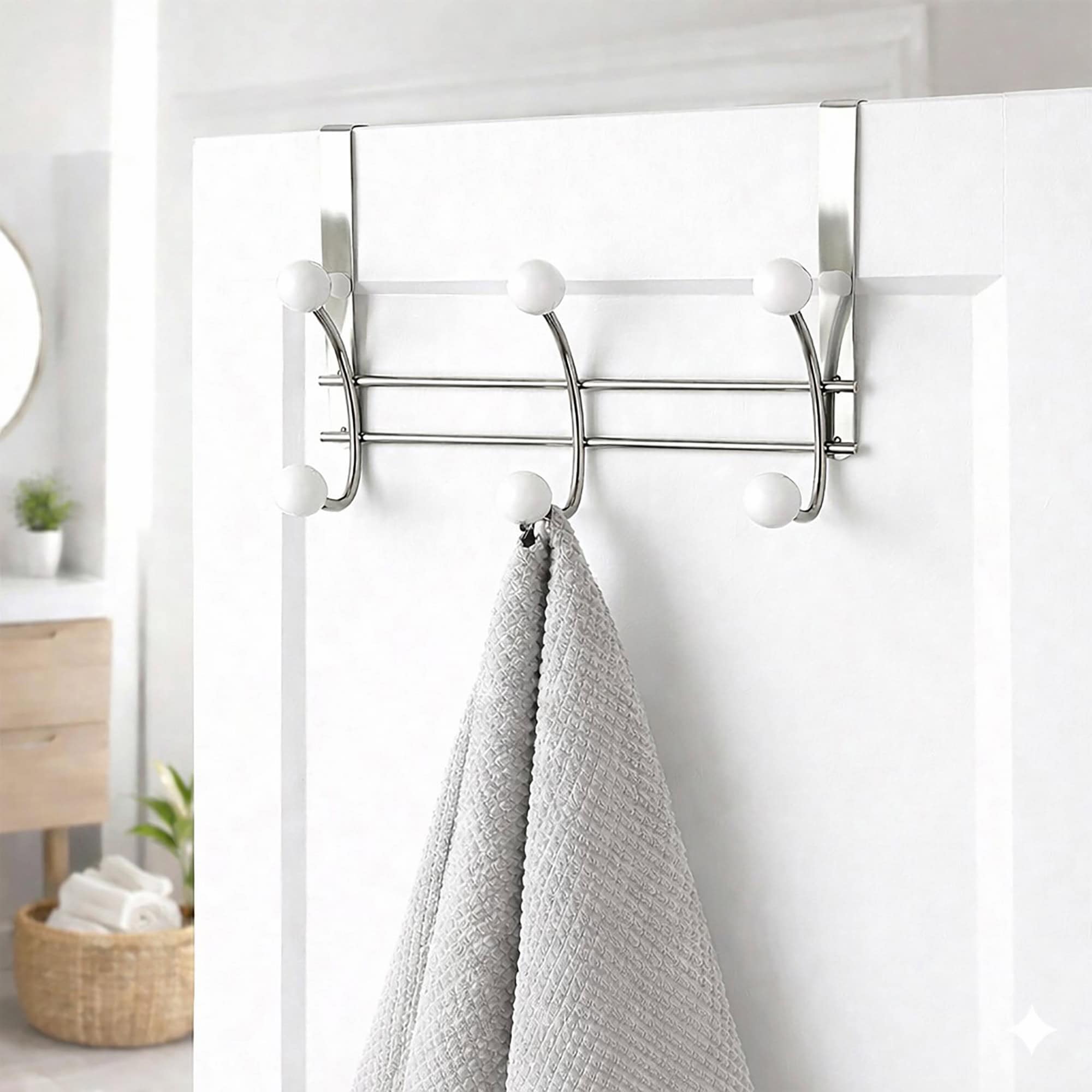 evideco-pat-re-dessus-de-porte-chrome-6-crochets-blancs image 2