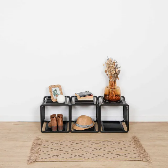 evideco-smart-kube-cube-rangement-bambou-noir-lot-de-3 image 1