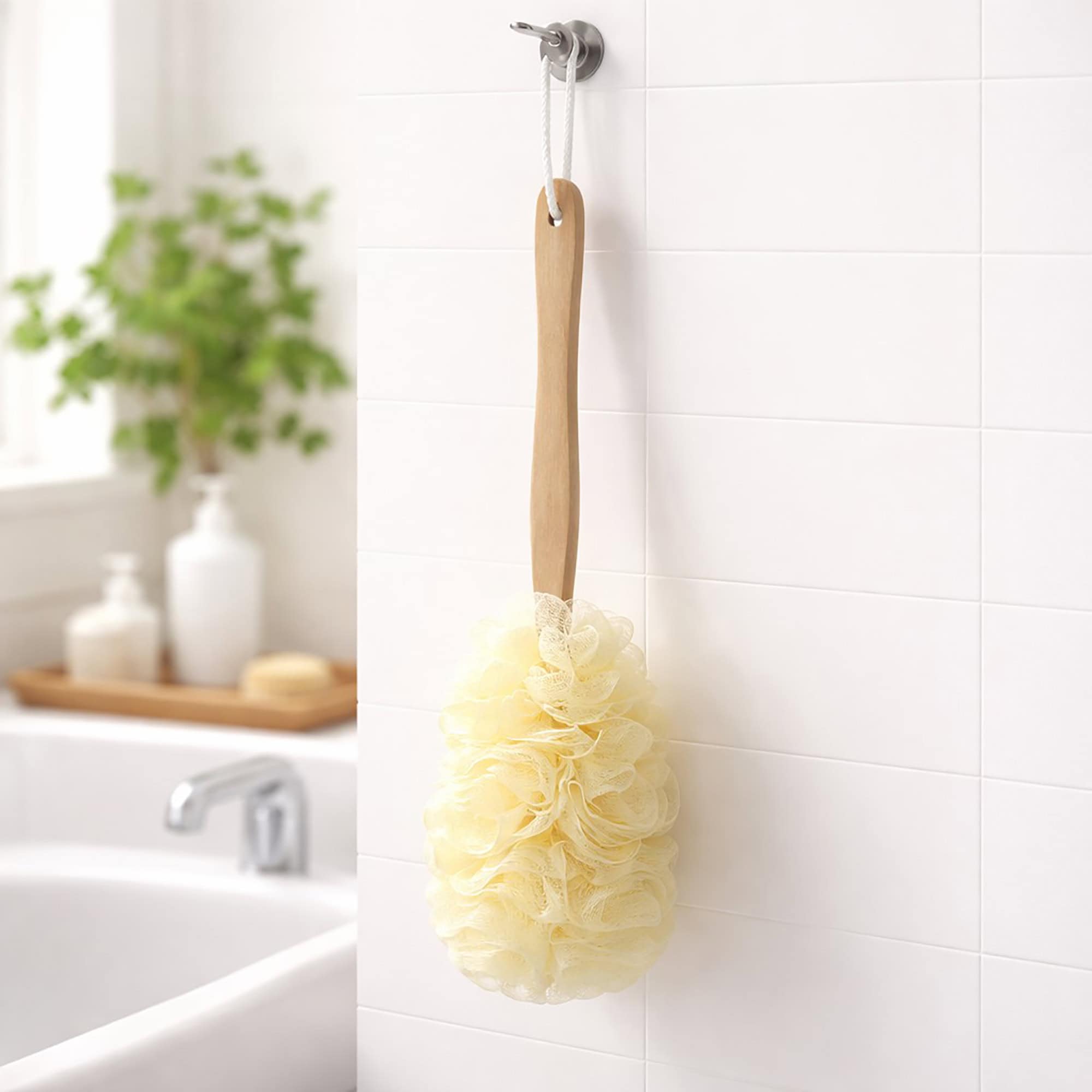 evideco-spa-brosse-de-bain-loofah-manche-bois-filet-doux image 1