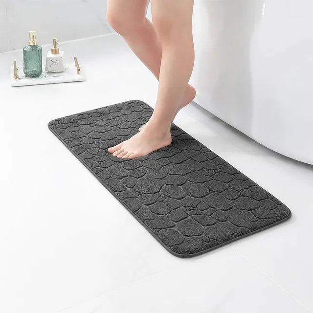 evideco-bathroom-mats-tapis-de-bain-48x18-gris-fonc-mousse-m-moire-galet image 1