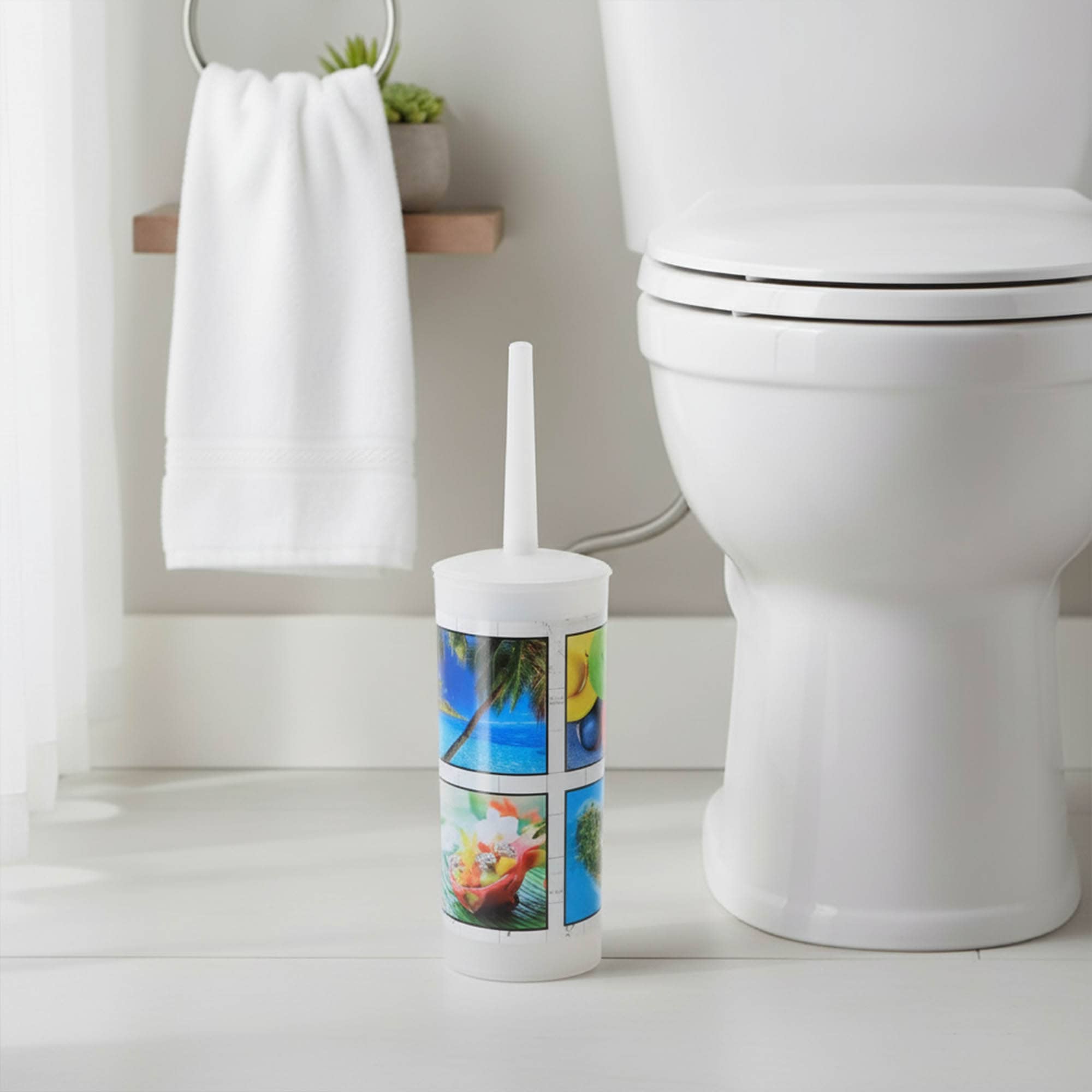 evideco-island-brosse-wc-motif-tropical-plastique image 1
