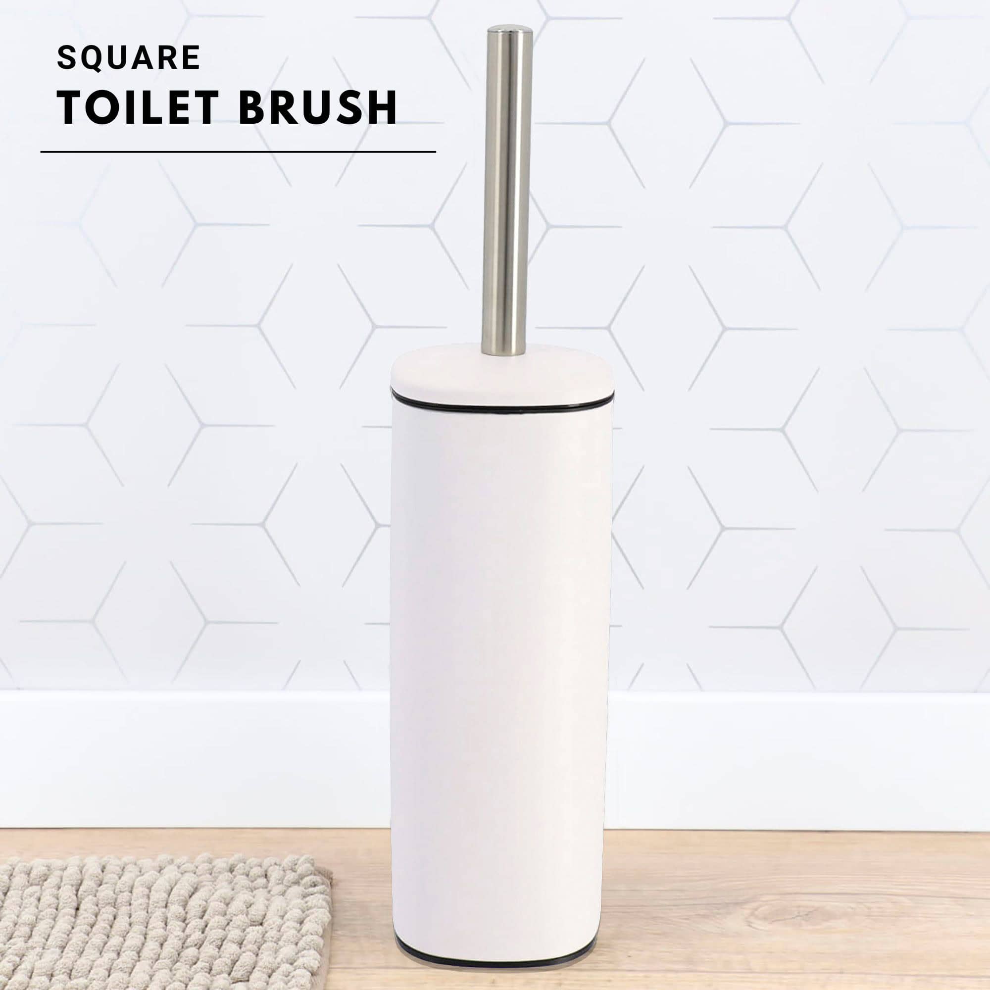evideco-square-white-brosse-wc-m-tal-blanc-carr-anti-claboussure image 2