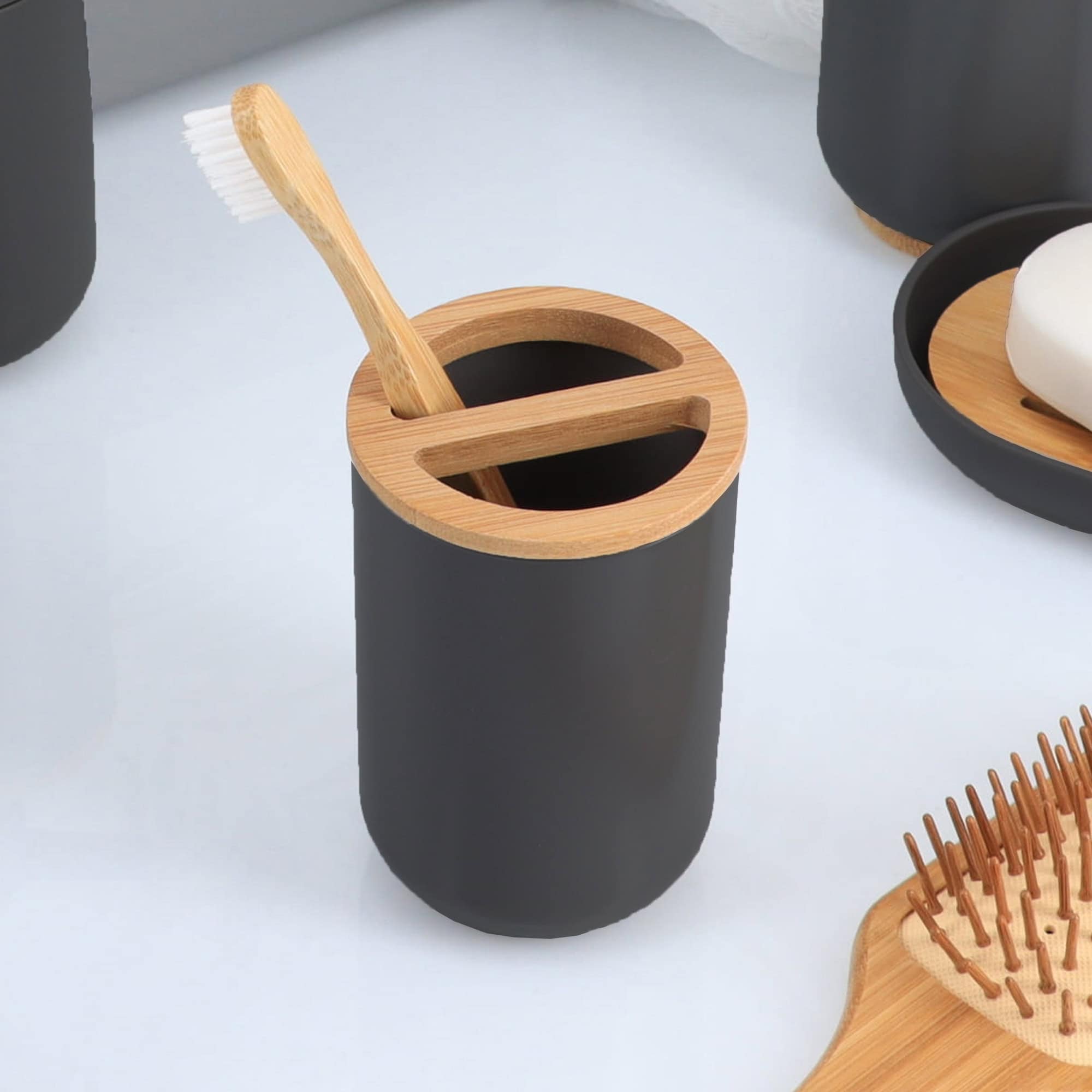 evideco-padang-porte-brosse-dents-noir-bambou image 2