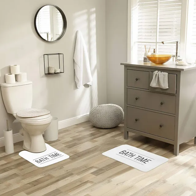 evideco-bath-time-tapis-de-bain-blanc-2-pi-ces-antid-rapant image 1