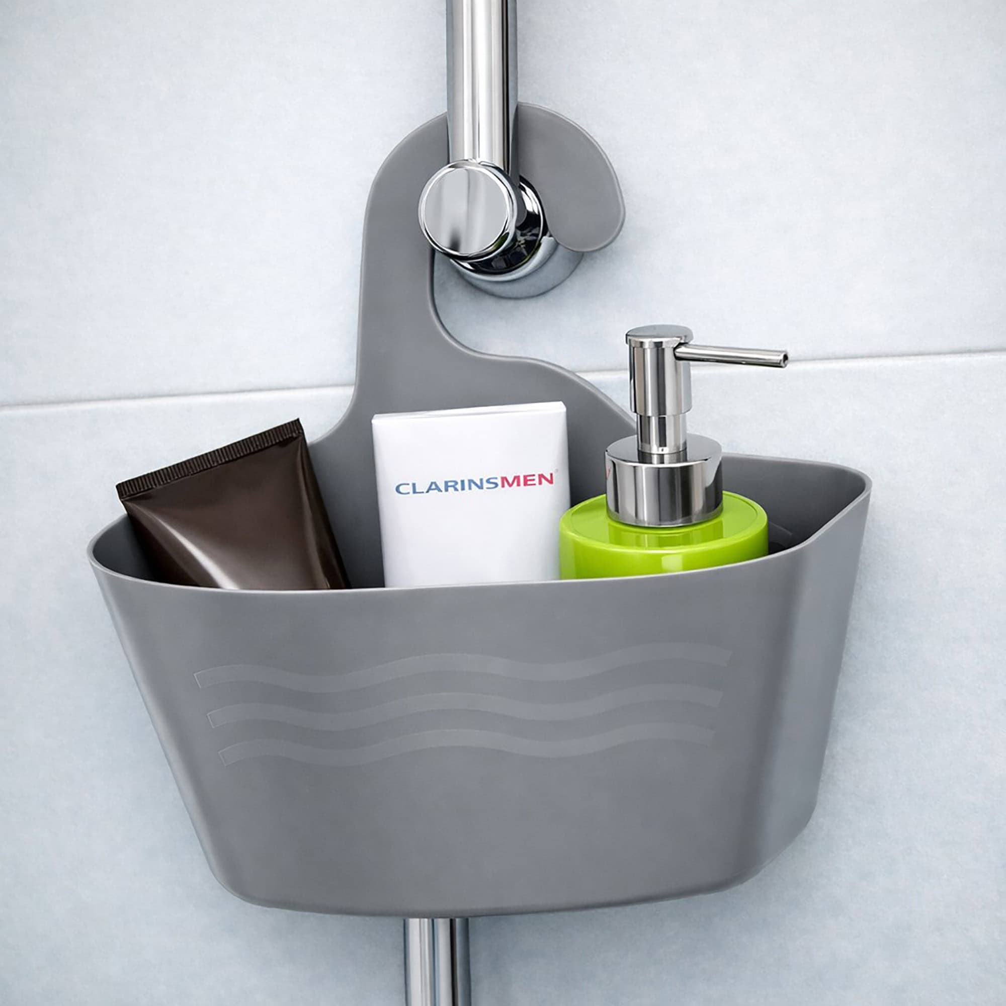 evideco-shower-accessories-panier-douche-suspendu-plastique-gris image 3