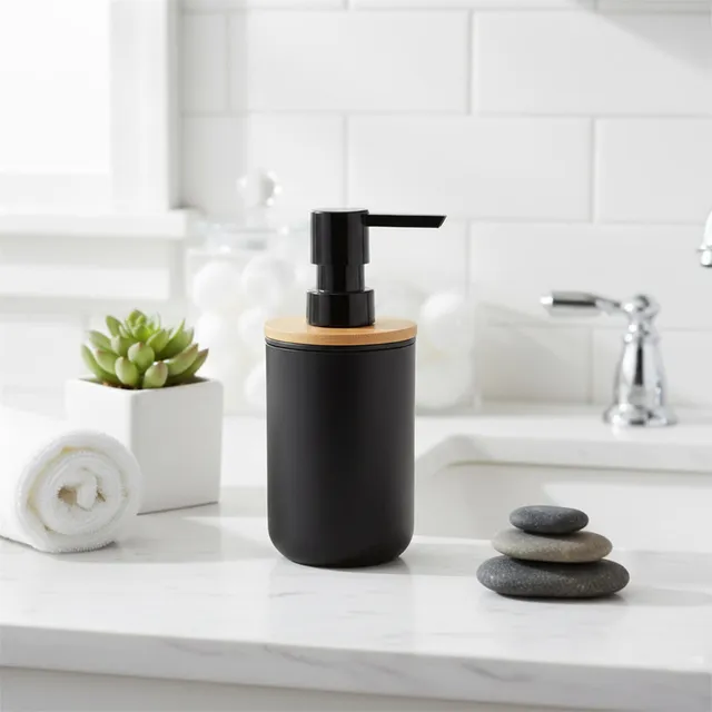 evideco-bathroom-accessories-distributeur-savon-noir-padang-bambou-300-ml image 1