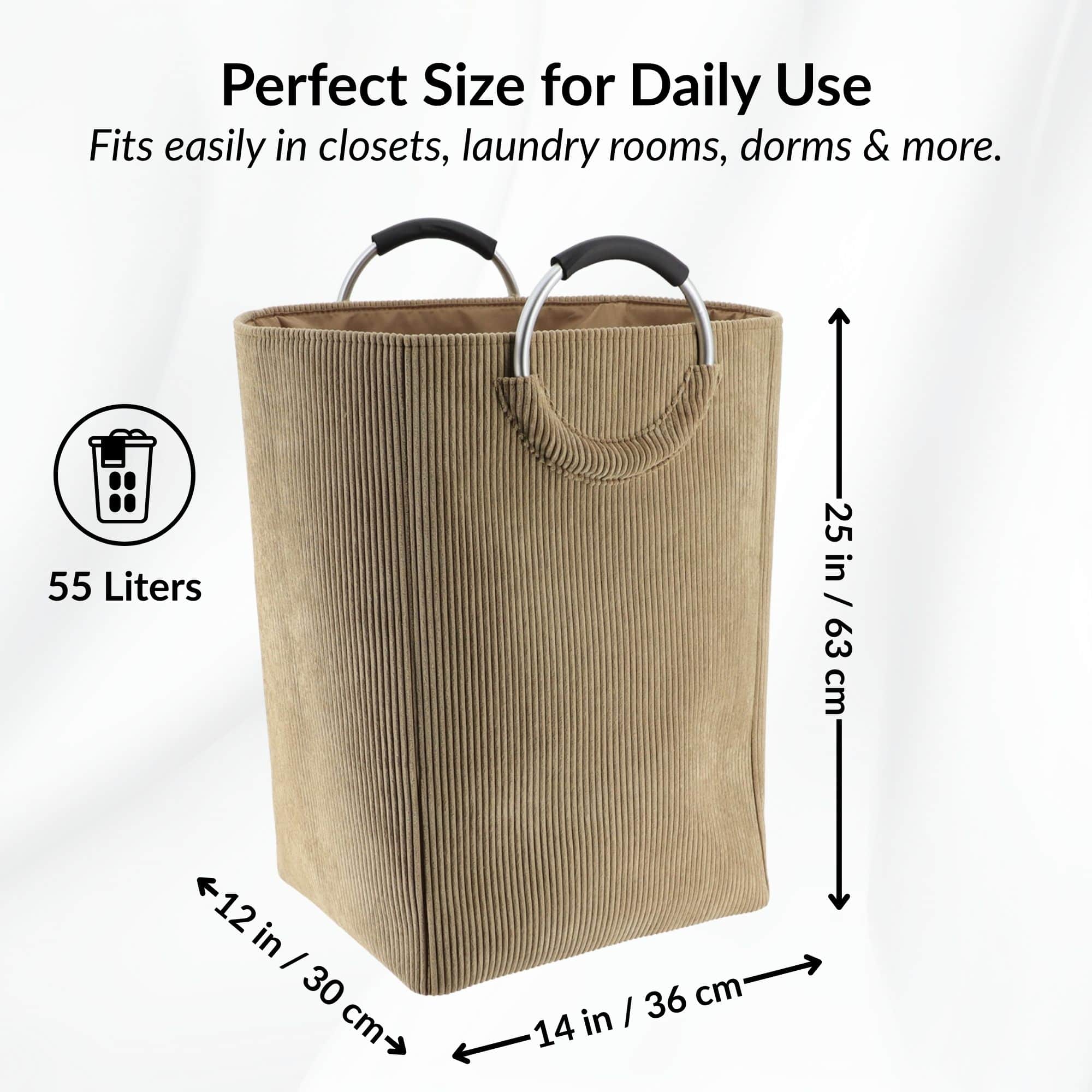 evideco-corduroy-panier-linge-beige-sable-55-l-velours image 7