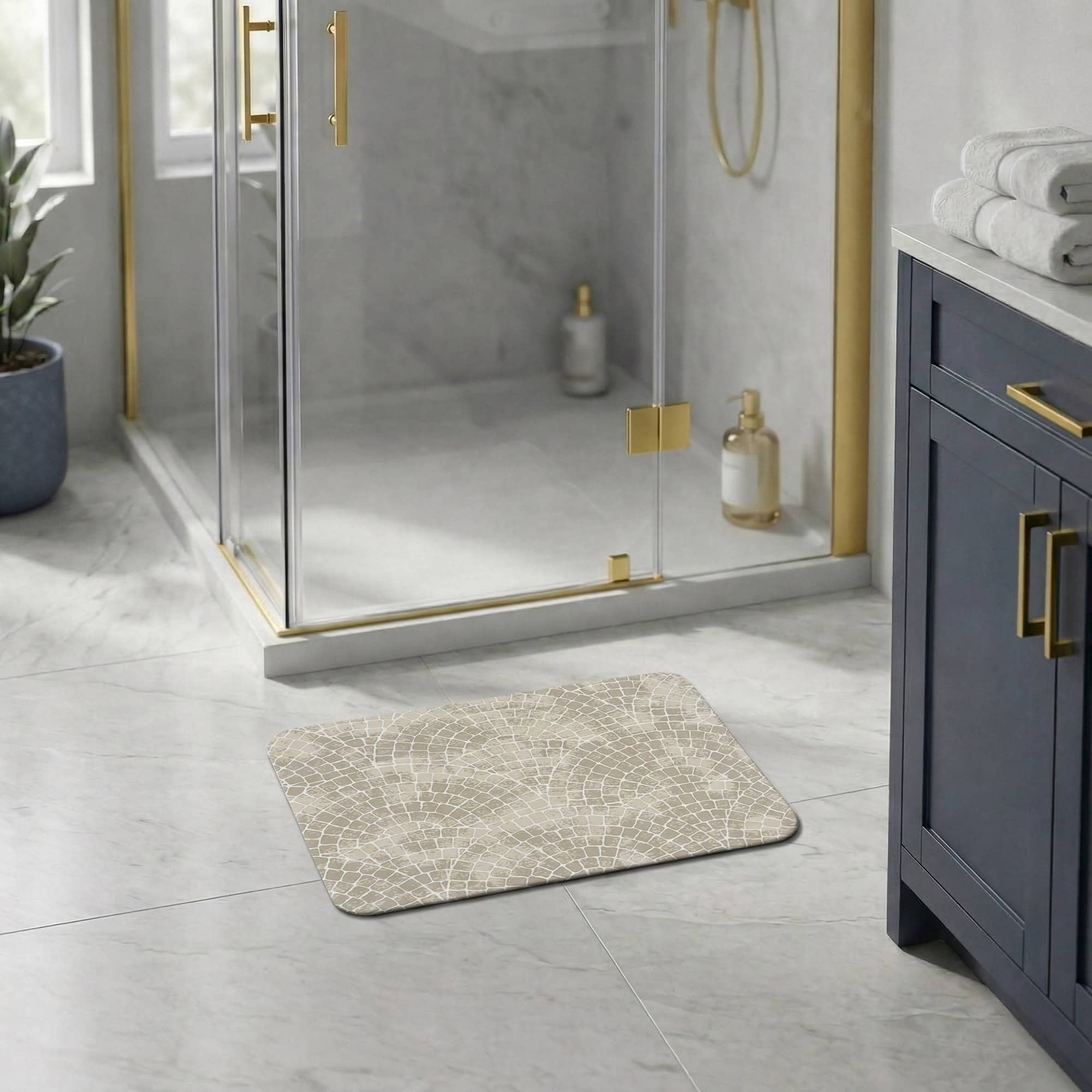 evideco-mosaic-stone-tapis-de-bain-24x18-beige image 1