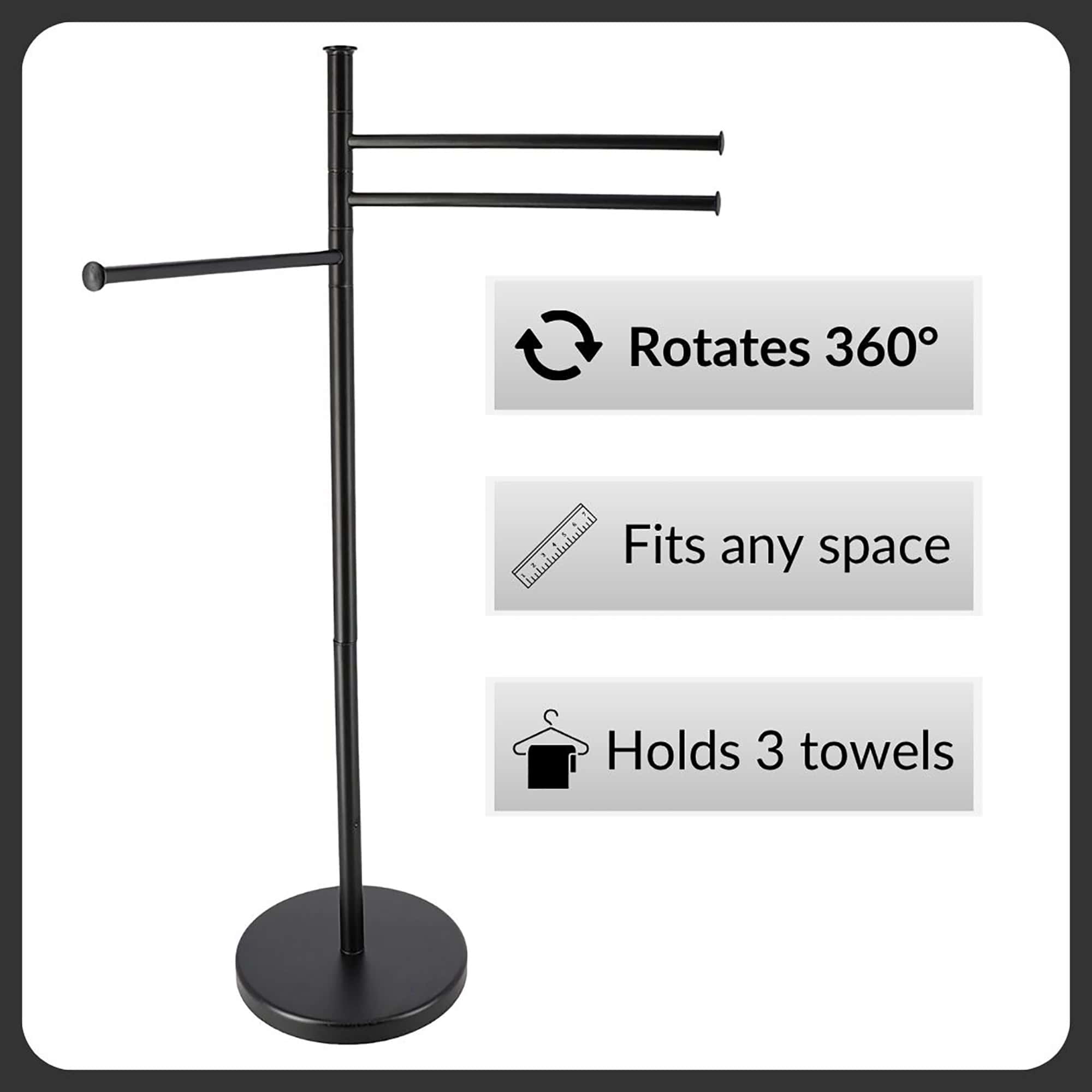evideco-porte-serviettes-3-bras-noir-acier-sur-pied-86-cm image 3