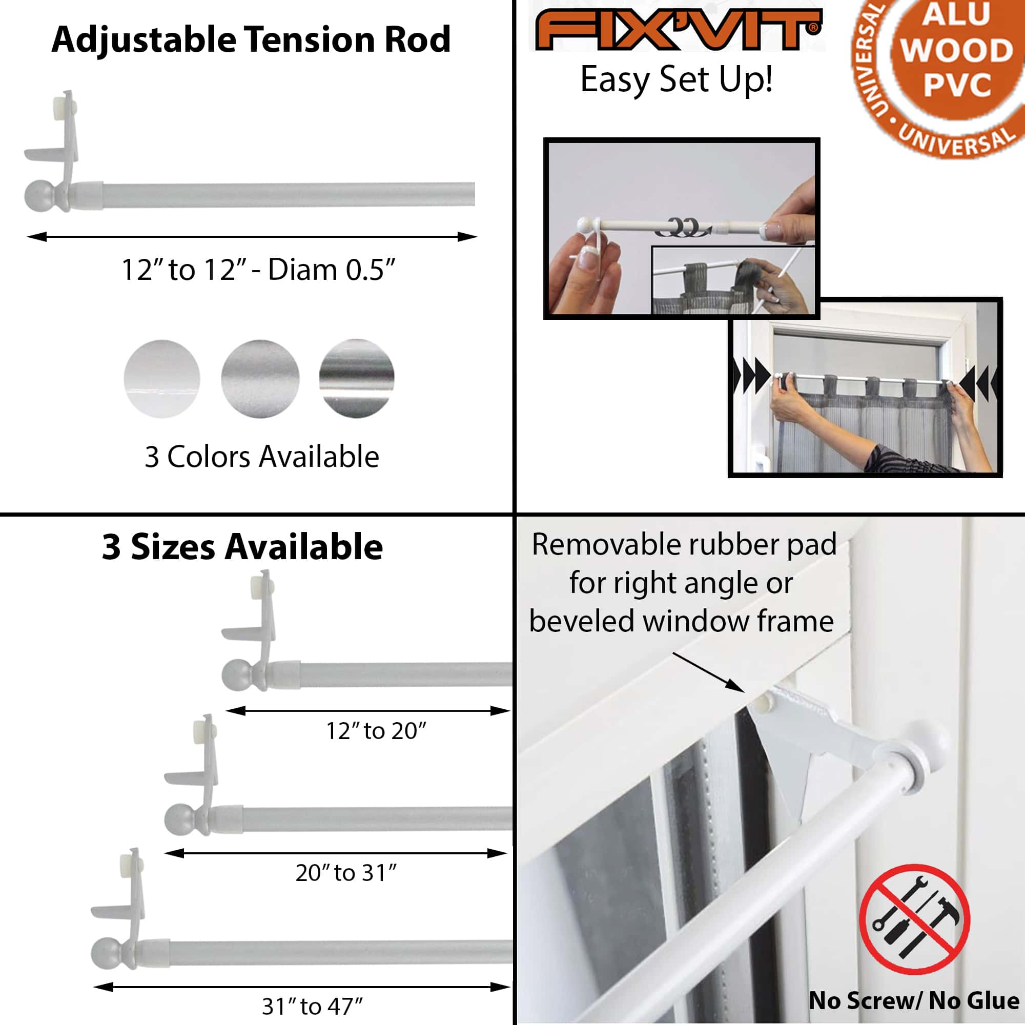 evideco-home-accessories-fixvit-tringle-sans-per-age-argent-30-50 image 3