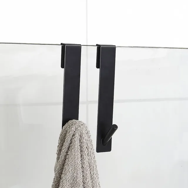 evideco-shower-accessories-crochet-douche-verre-noir-lot-de-2-m-tal image 1