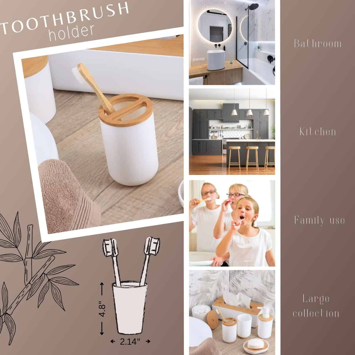 evideco-padang-porte-brosse-dents-blanc-bambou image 3