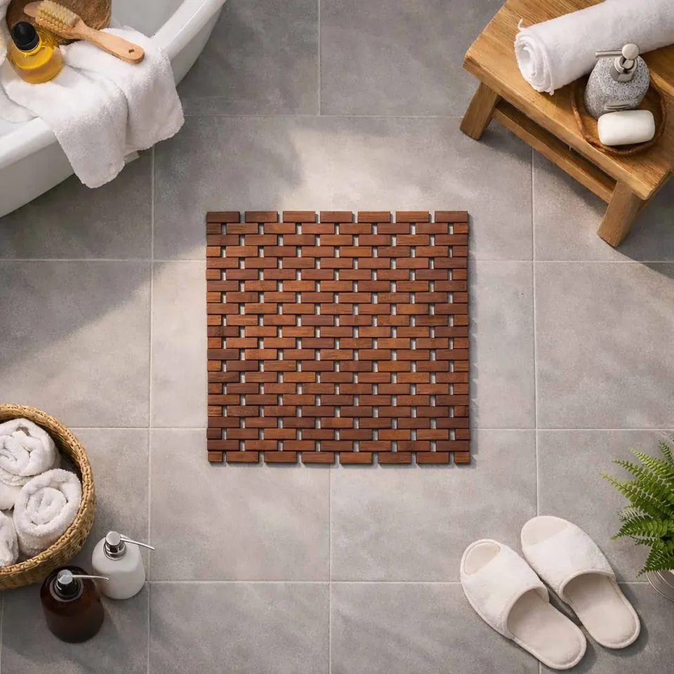 evideco-tapis-bambou-salle-de-bain-45x45-marron-antid-rapant image 1