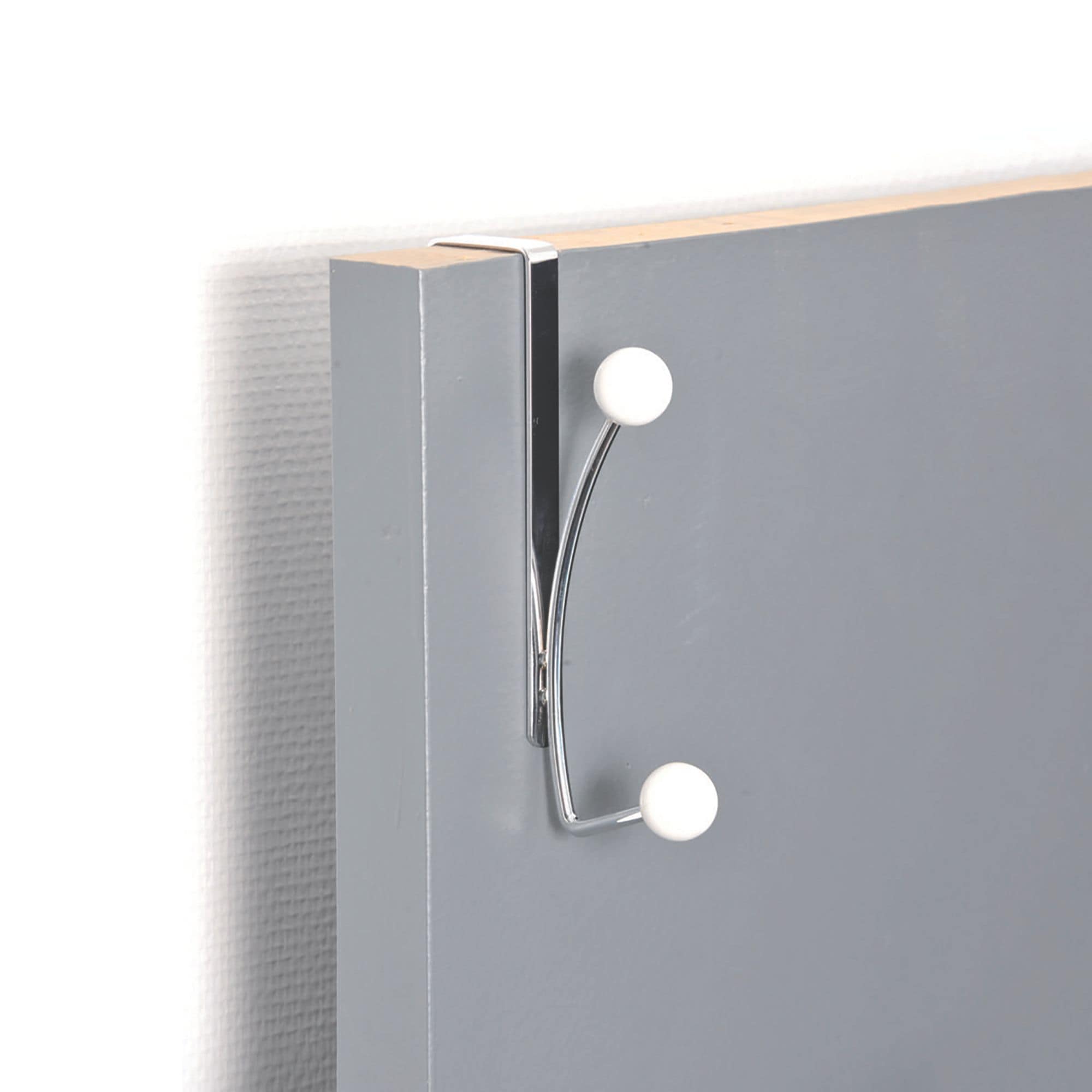 evideco-bathroom-storage-pat-re-de-porte-chrome-2-crochets-blancs image 3