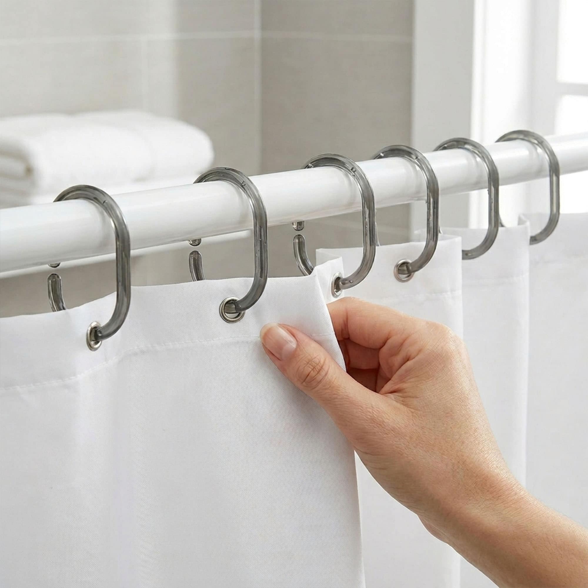 evideco-anneaux-rideau-douche-gris-fum-x12-plastique-antirouille image 2