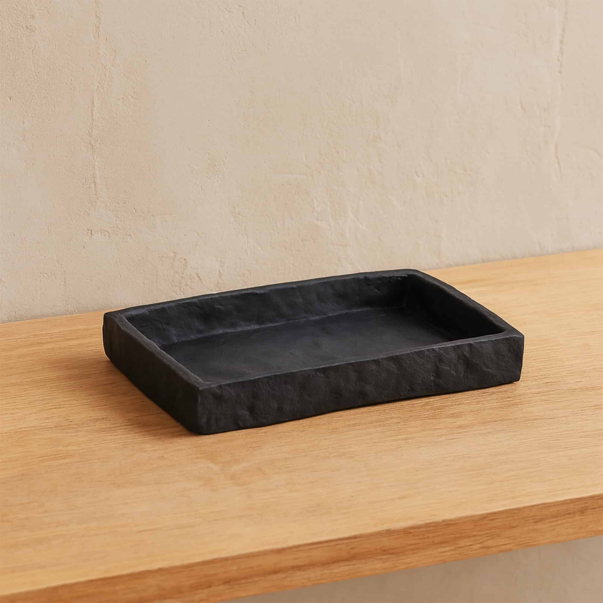 evideco-bathroom-accessories-porte-savon-noir-effet-pierre-r-sine-drainant image 2