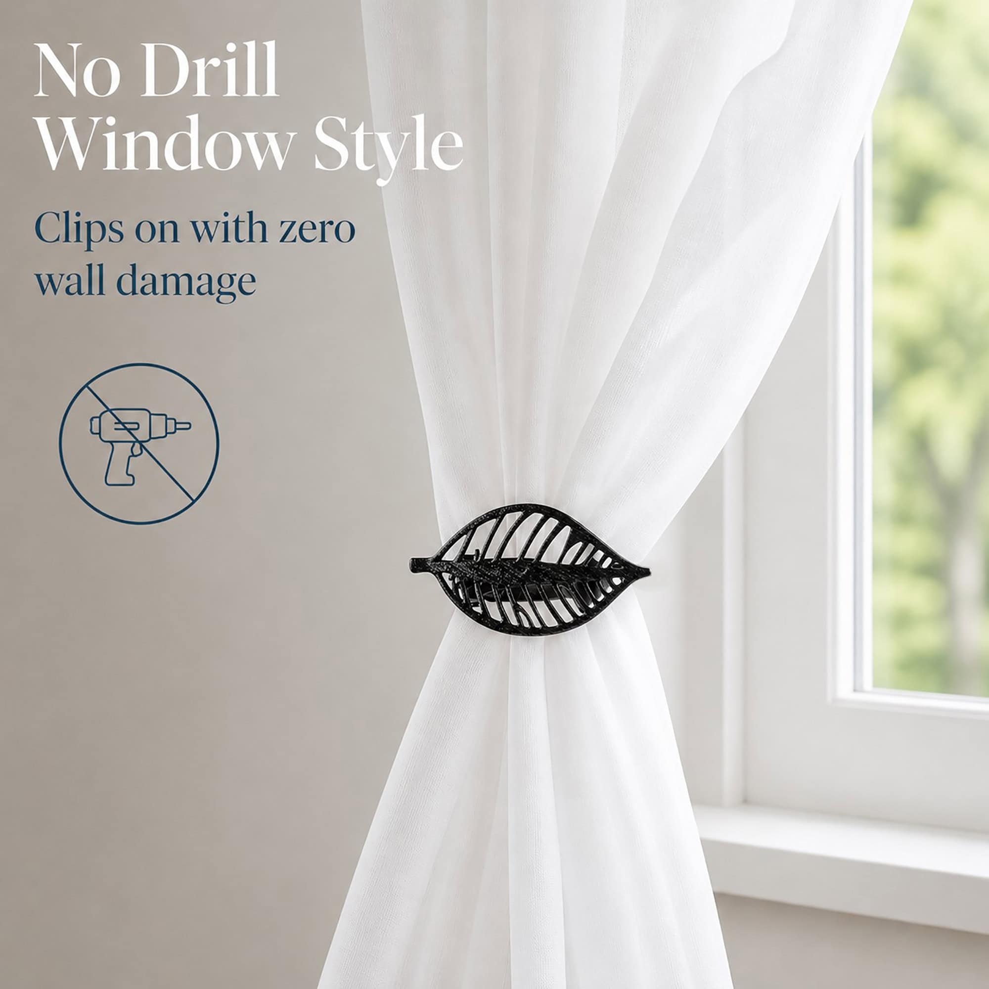 evideco-home-accessories-embrasse-rideau-feuille-noire-lot-2-m-tal image 3