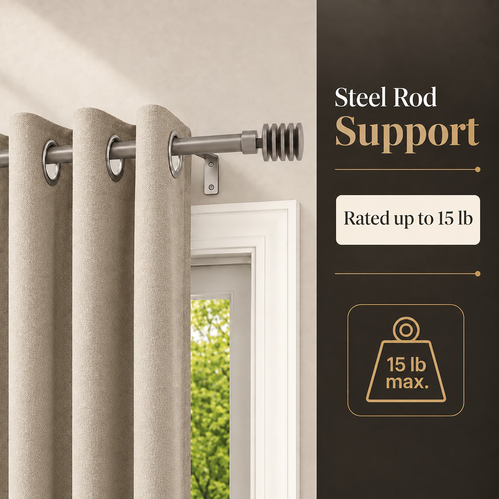 evideco-home-accessories-lot-2-tringles-rideaux-127-208-cm-taupe image 3