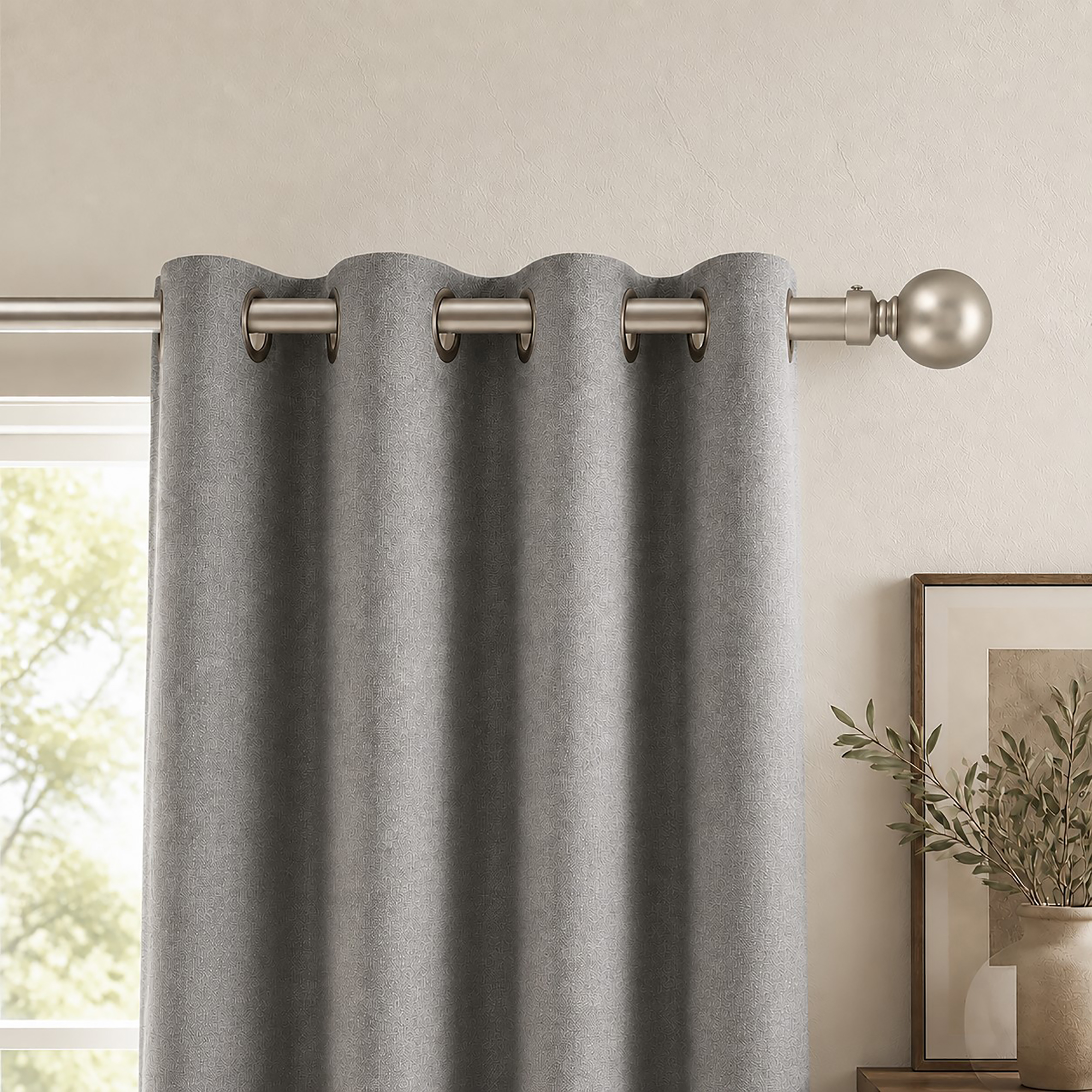 evideco-home-accessories-tringle-rideau-argent-127-208-cm-boule image 1