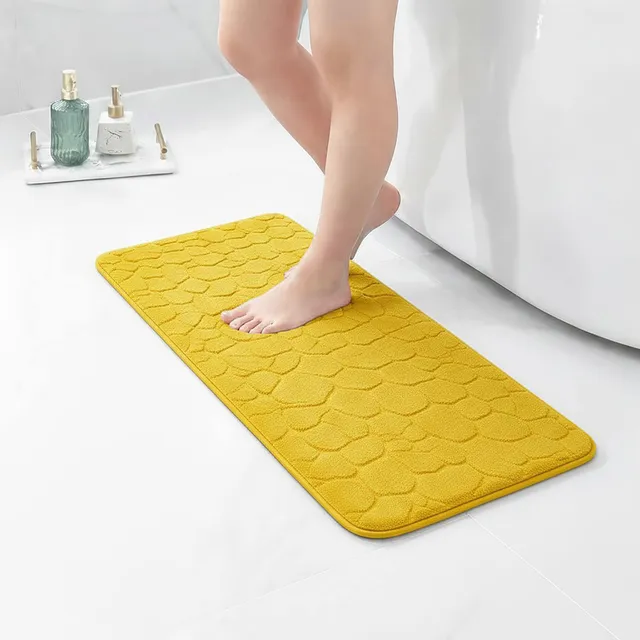 evideco-tapis-de-bain-m-moire-de-forme-jaune-moutarde-122x46 image 1