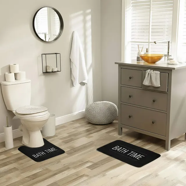 evideco-tapis-bain-microfibre-noir-bath-time-lot-2-antid-rapant image 1