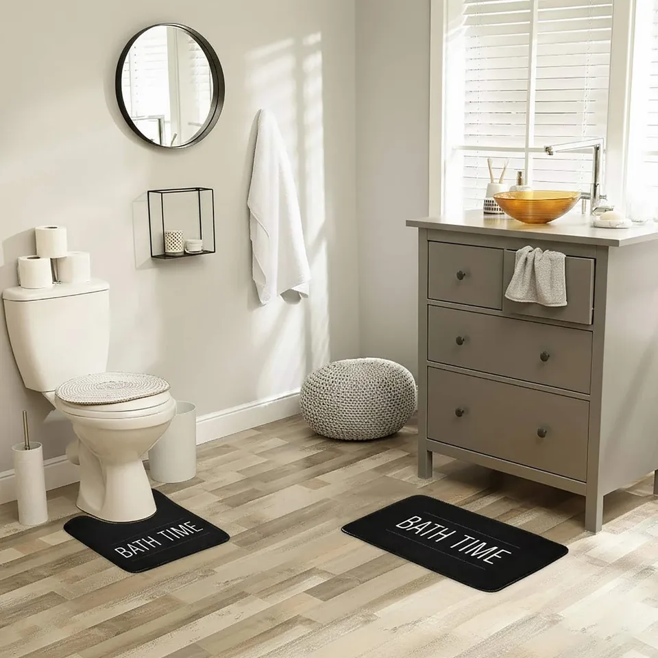 evideco-tapis-bain-microfibre-noir-bath-time-lot-2-antid-rapant image 1