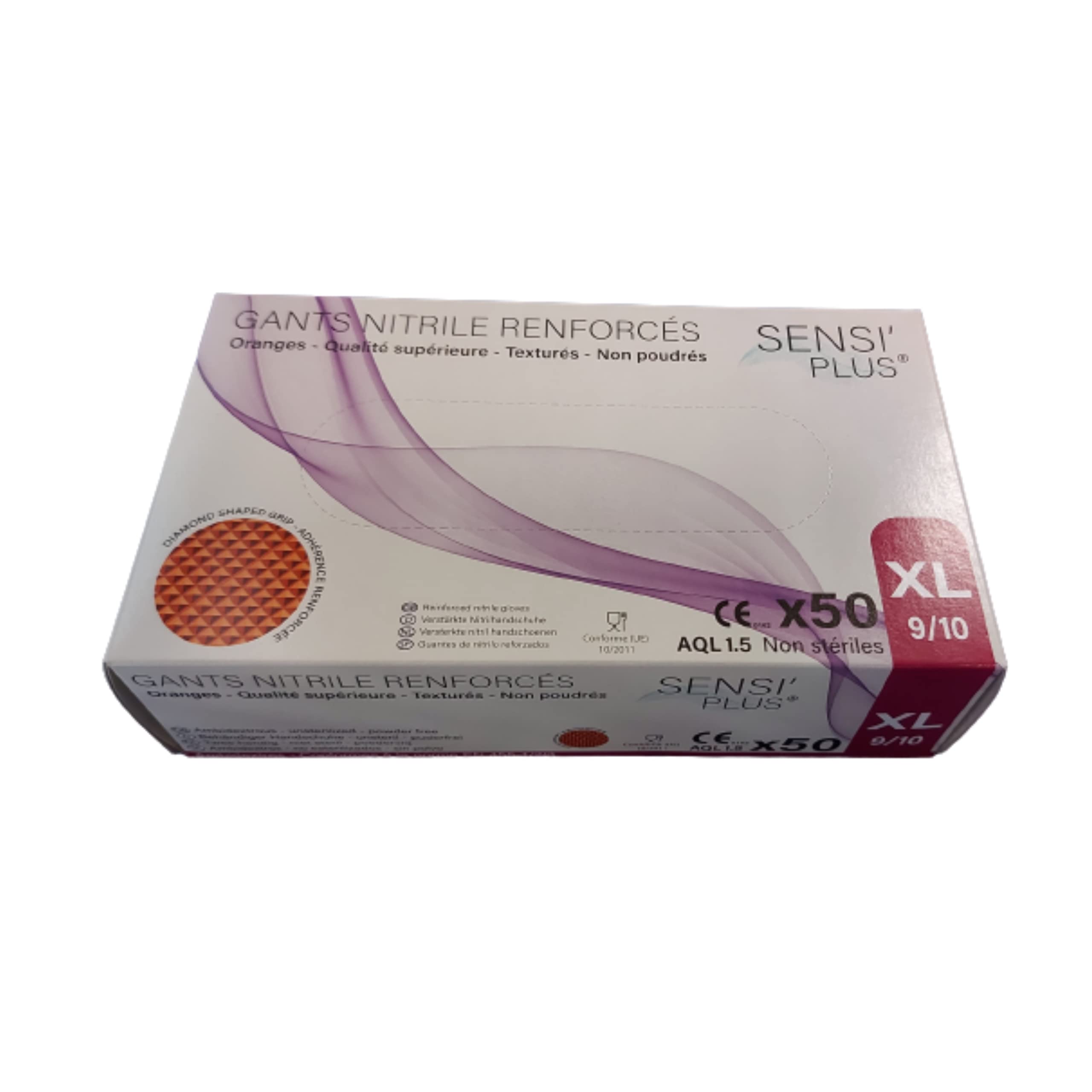 dstock60-sensi-plus-gants-nitrile-orange-xl-bo-te-50-diamant image 2