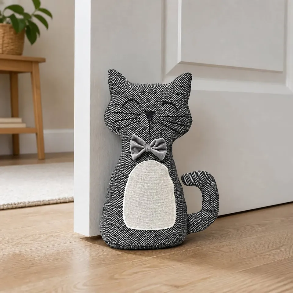 evideco-home-accessories-cale-porte-tissu-chat-lest-e-noir-blanc image 1