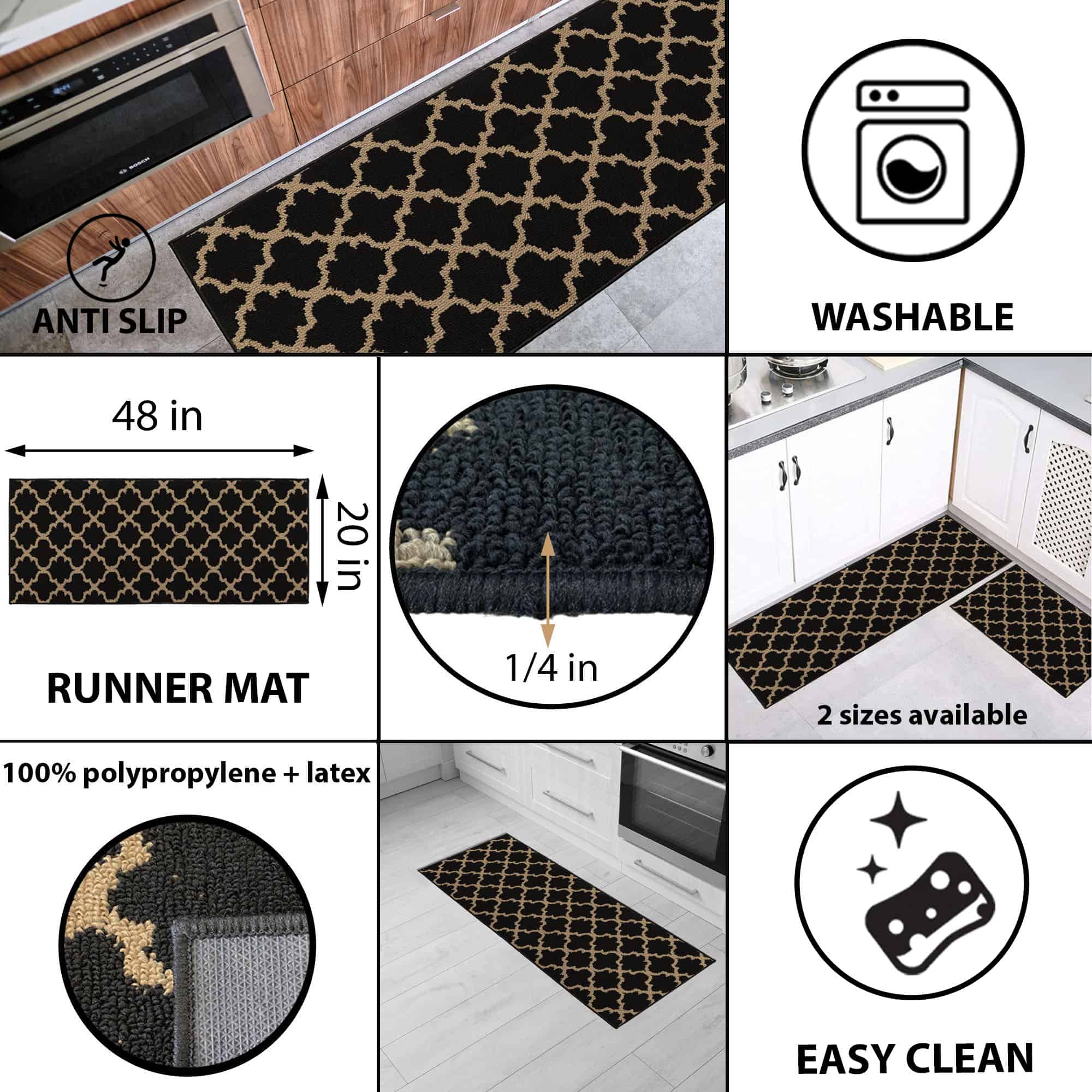 evideco-home-accessories-tapis-cuisine-arabesque-48x20-noir-beige image 3