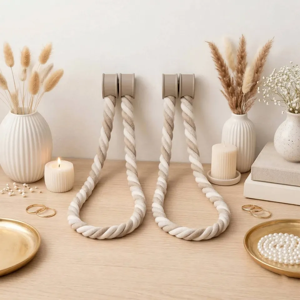 evideco-home-embrasses-rideaux-magn-tiques-beige-lot-2-tress image 1