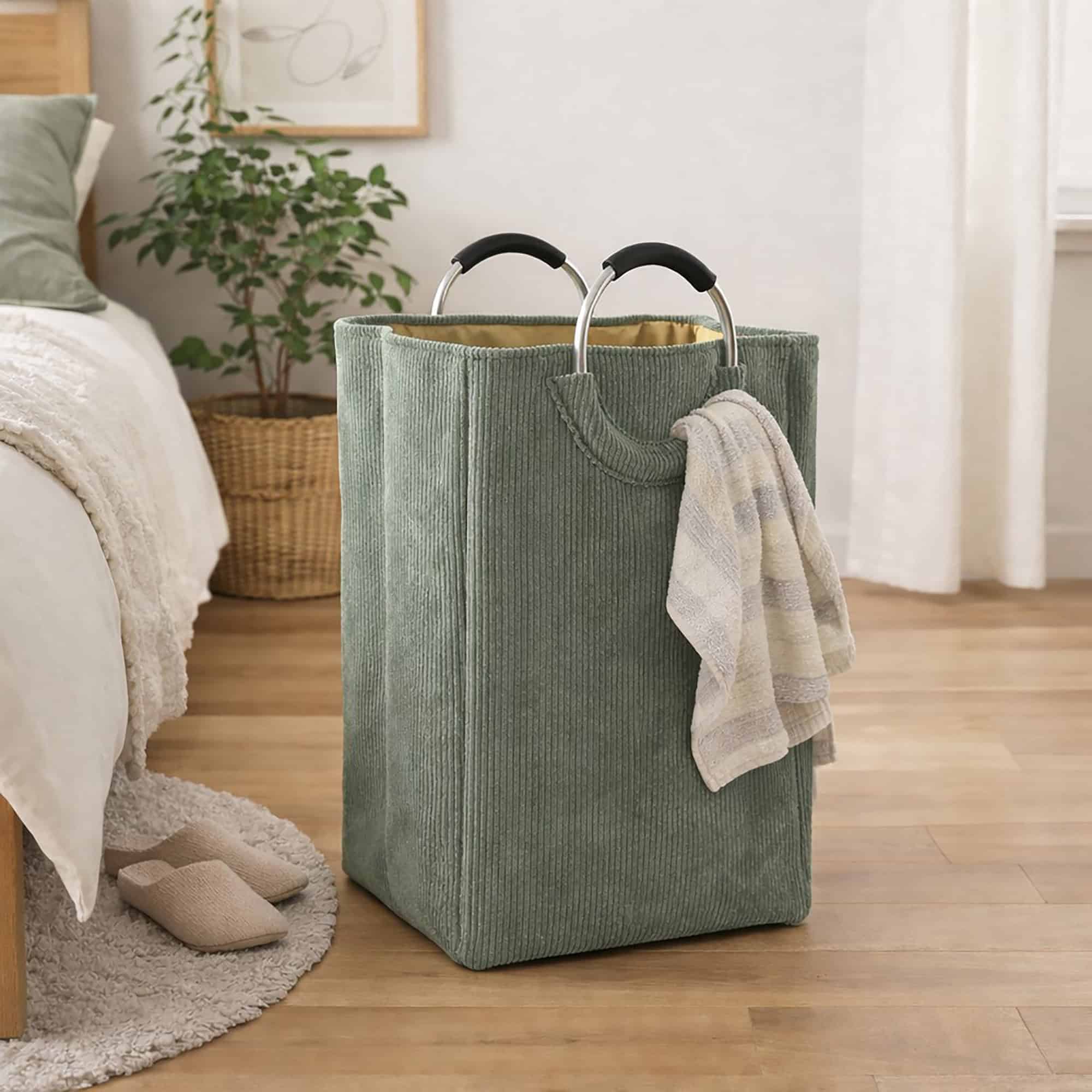 evideco-panier-linge-velours-c-tel-55l-vert-sauge image 2