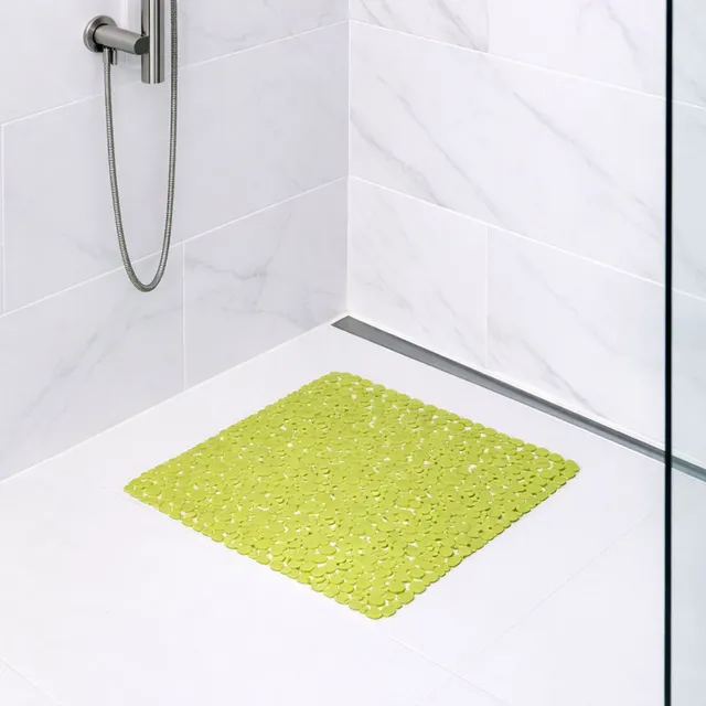 evideco-shower-accessories-tapis-douche-vert-lime-carr-20x20 image 1