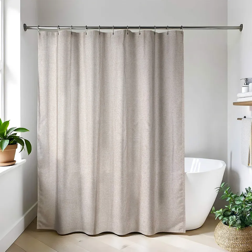 evideco-rideau-douche-taupe-effet-lin-180x200-cm-tissu-long image 1