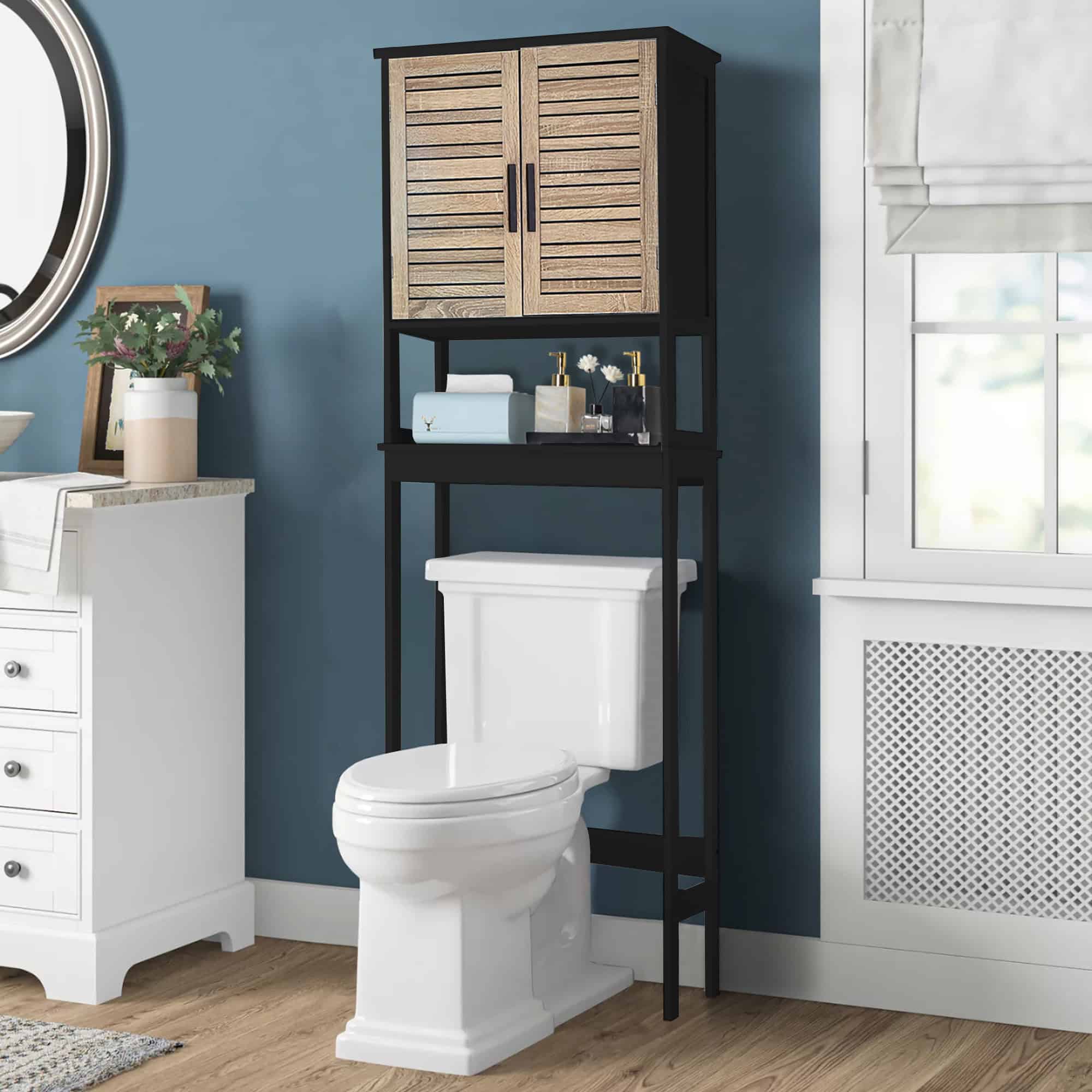 evideco-bergen-meuble-wc-noir-marron-double-portes image 8
