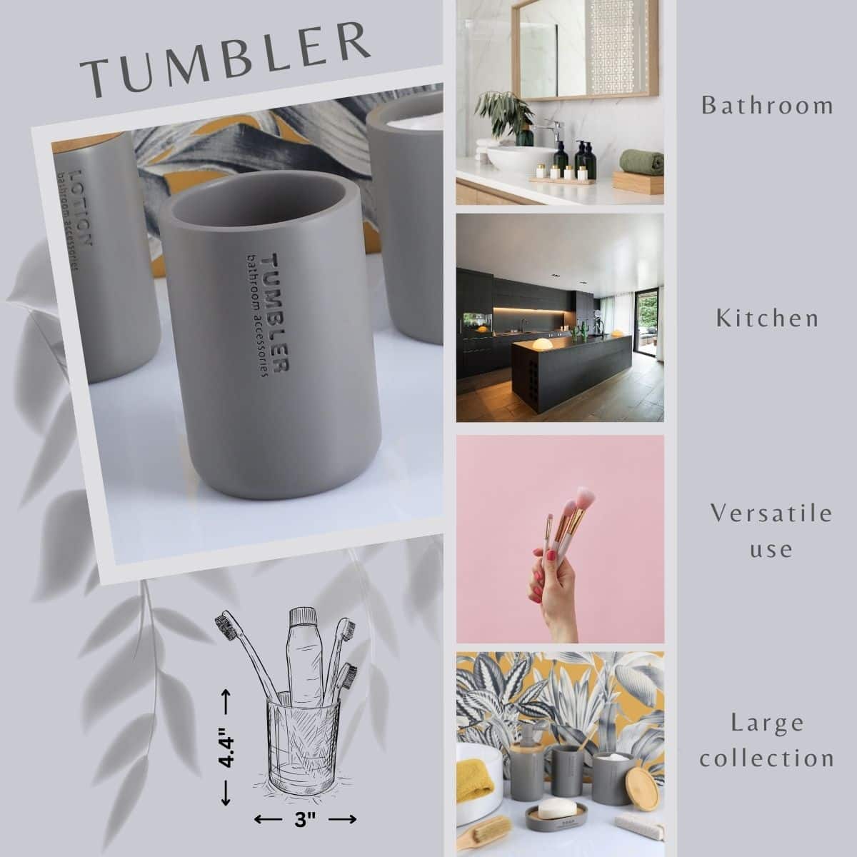 evideco-bathroom-accessories-gobelet-gris-mat-polyresine-porte-brosses image 2