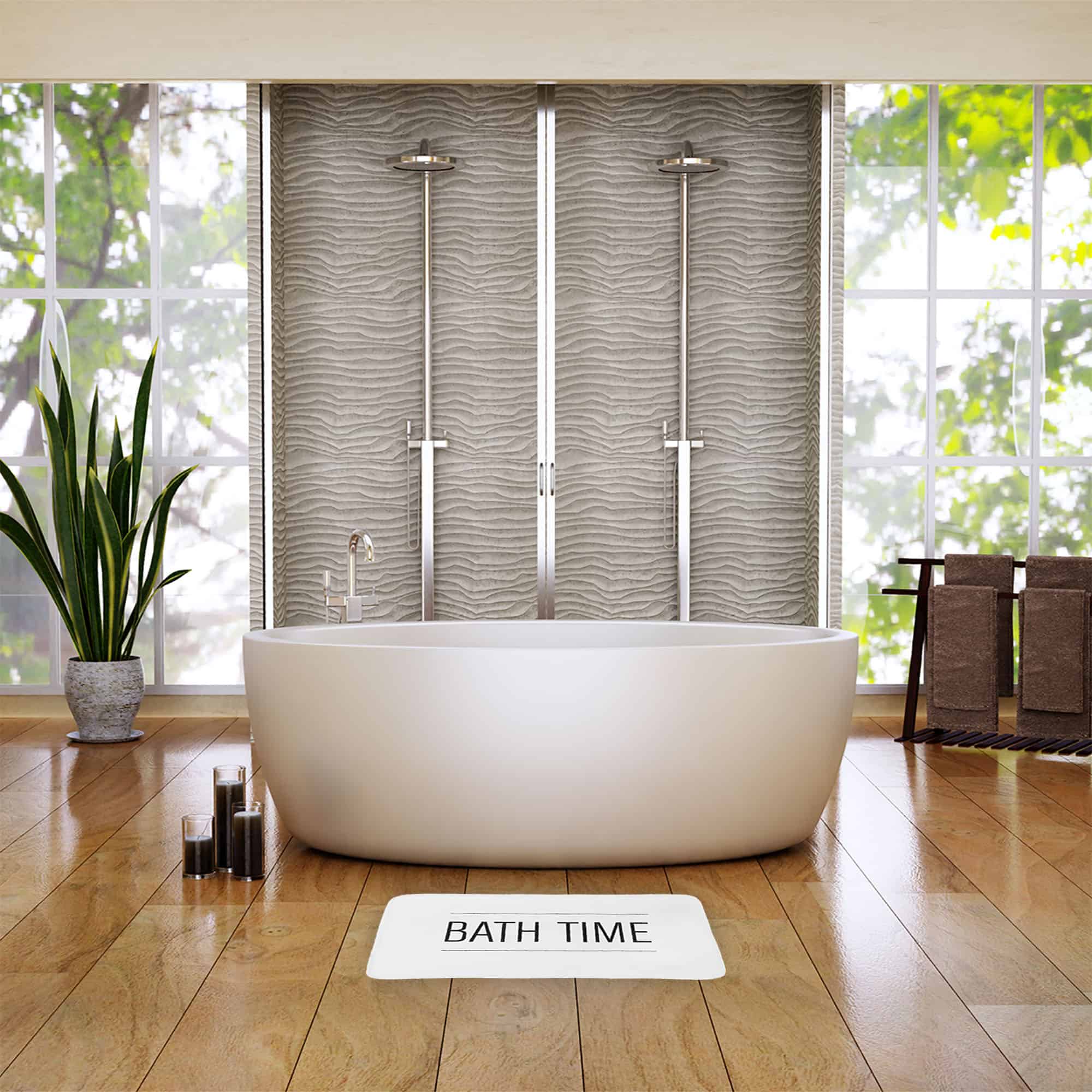 evideco-tapis-de-bain-microfibre-bath-time-blanc-noir-30x18 image 4