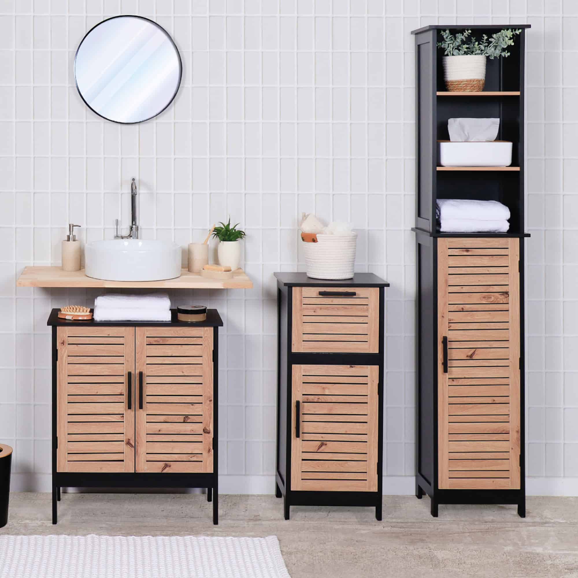 evideco-bergen-armoire-de-salle-de-bain-noir-et-marron image 7
