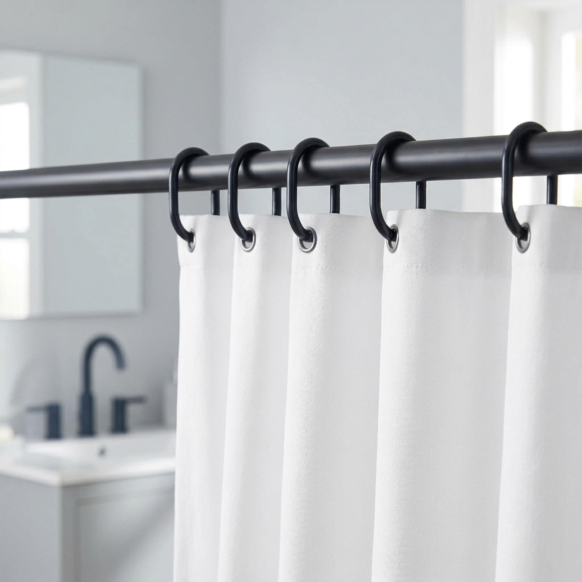 evideco-shower-accessories-anneaux-rideau-douche-noir-mat-lot-12 image 3