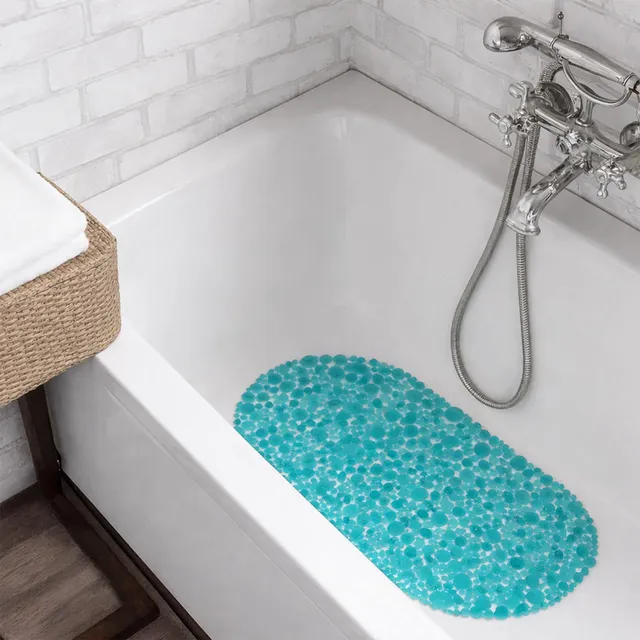 evideco-bubbles-tapis-baignoire-bleu-aqua-ovale-71x38-cm image 1