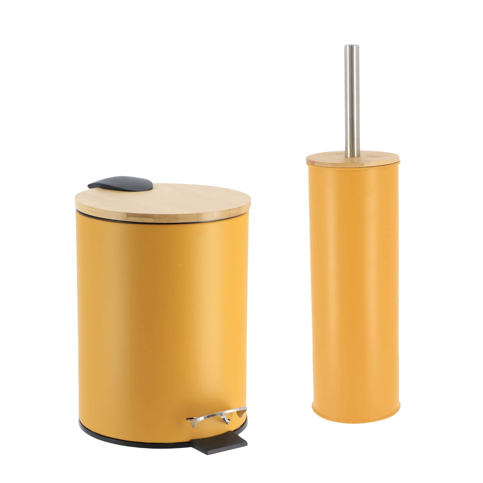 evideco-set-salle-de-bain-poubelle-brosse-wc-jaune-moutarde image 8